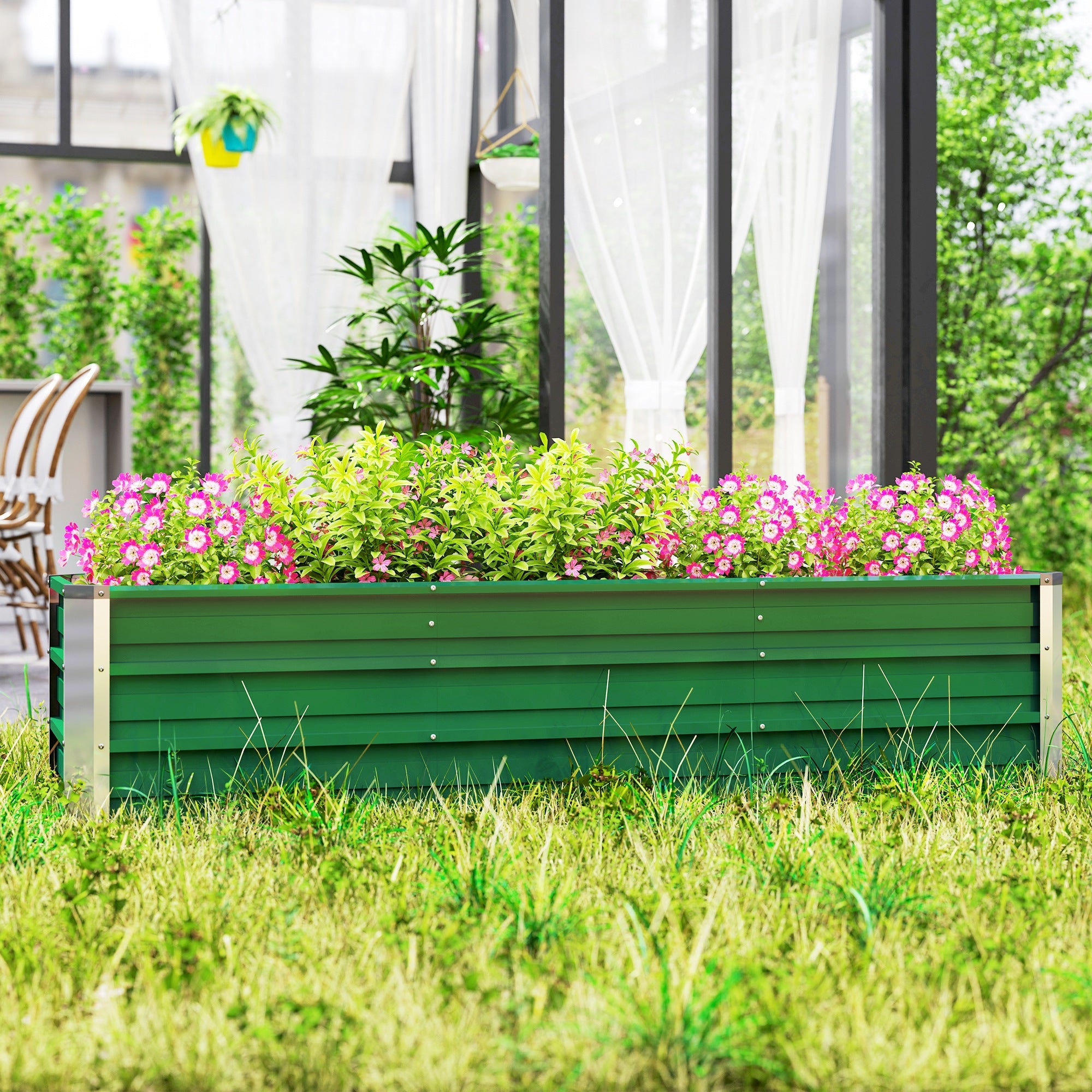Raised Garden Bed/Planter Box 183x47x40cm Steel with Green Gloves