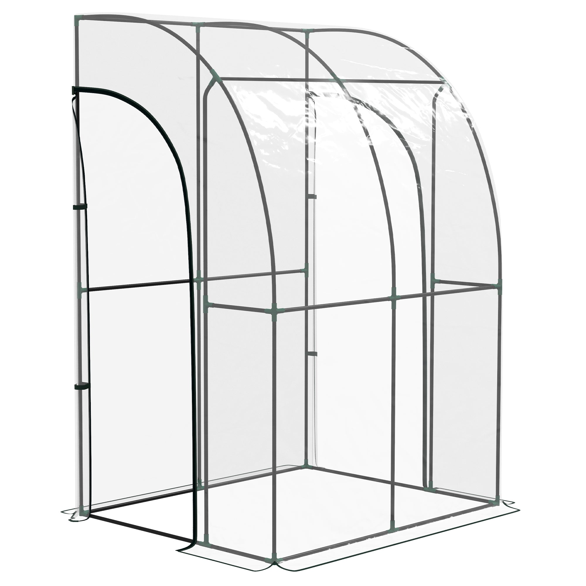 143cm x 118cm Walk-In Lean To Greenhouse, with Accessories, Steel Clear