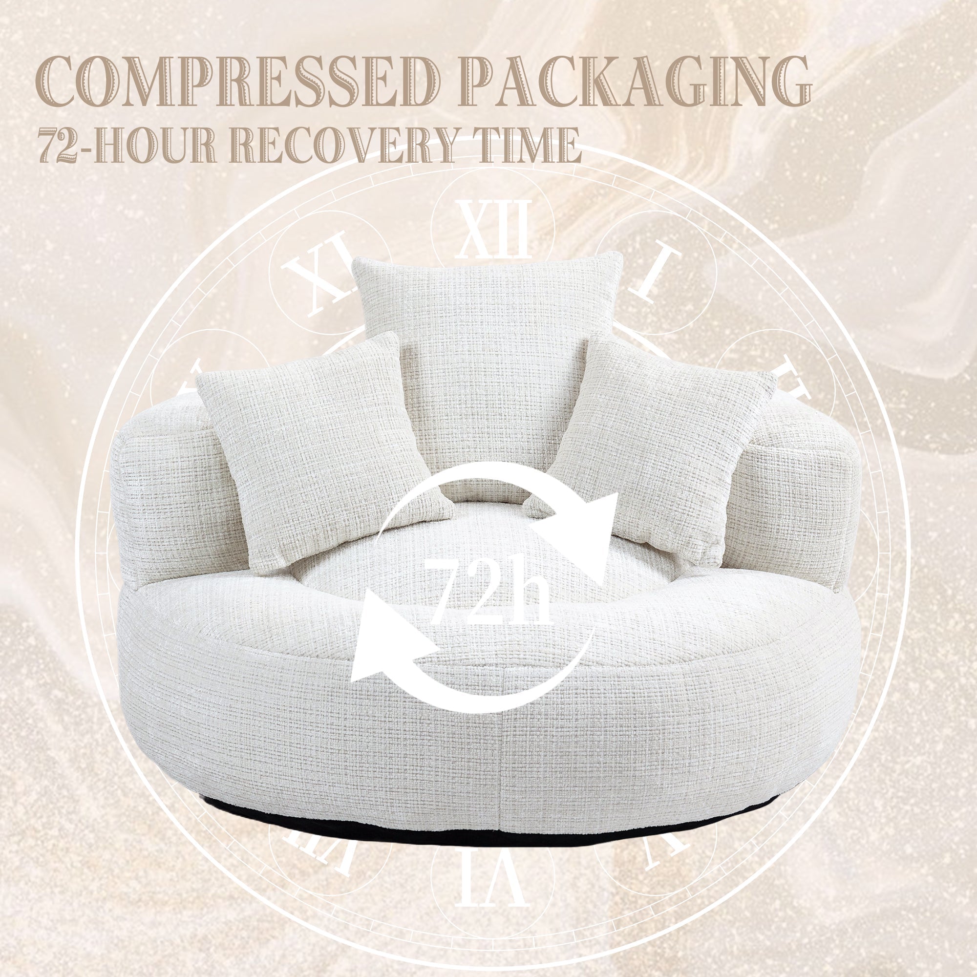 COOLMORE Lazy Sofa Durable Comfort Lounger High Back Bean Bag Chair Couch, Beige Chenille