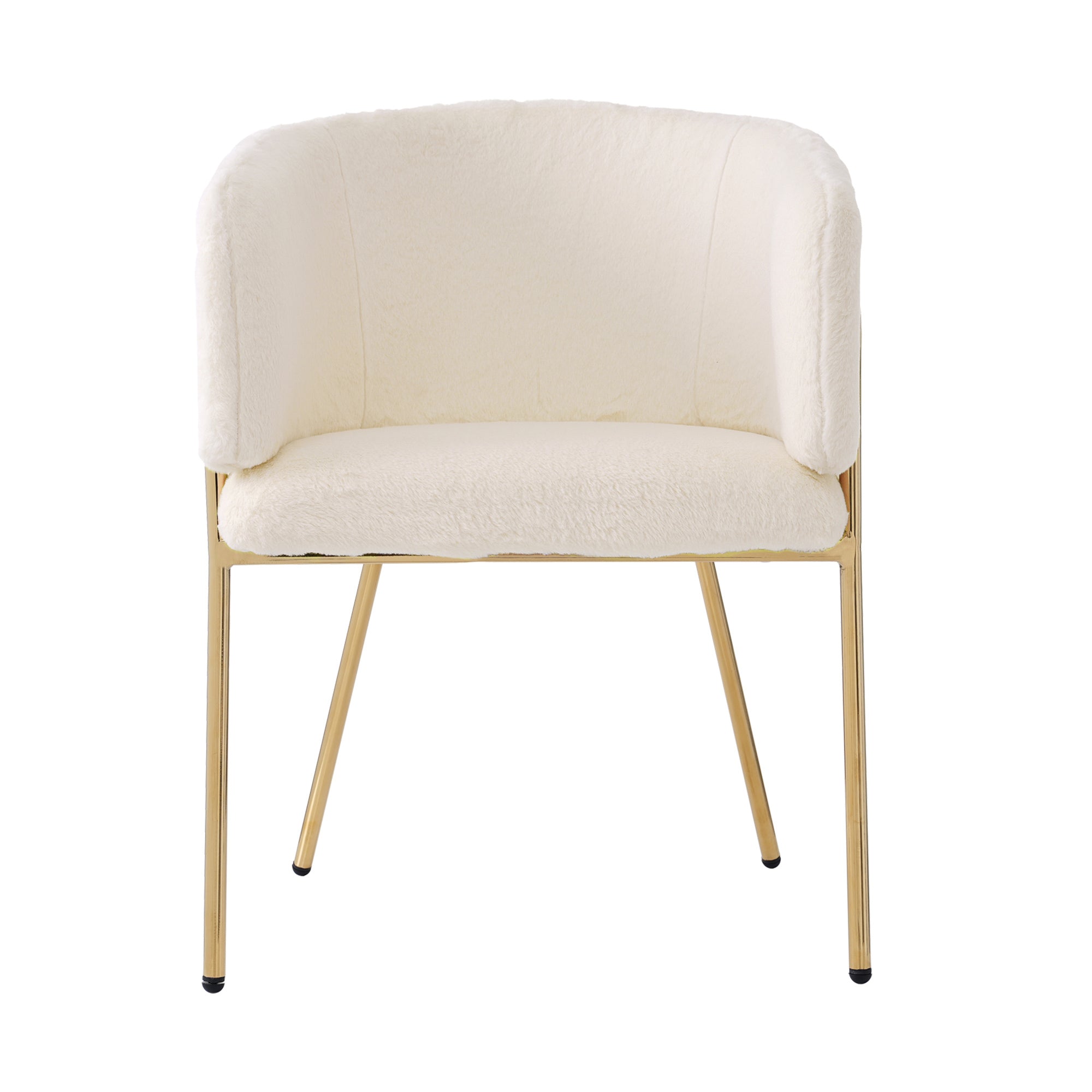 Leisure Chair, Single Dressing Dining Chair with 4 Metal Legs, Imitation Rabbit Down Beige