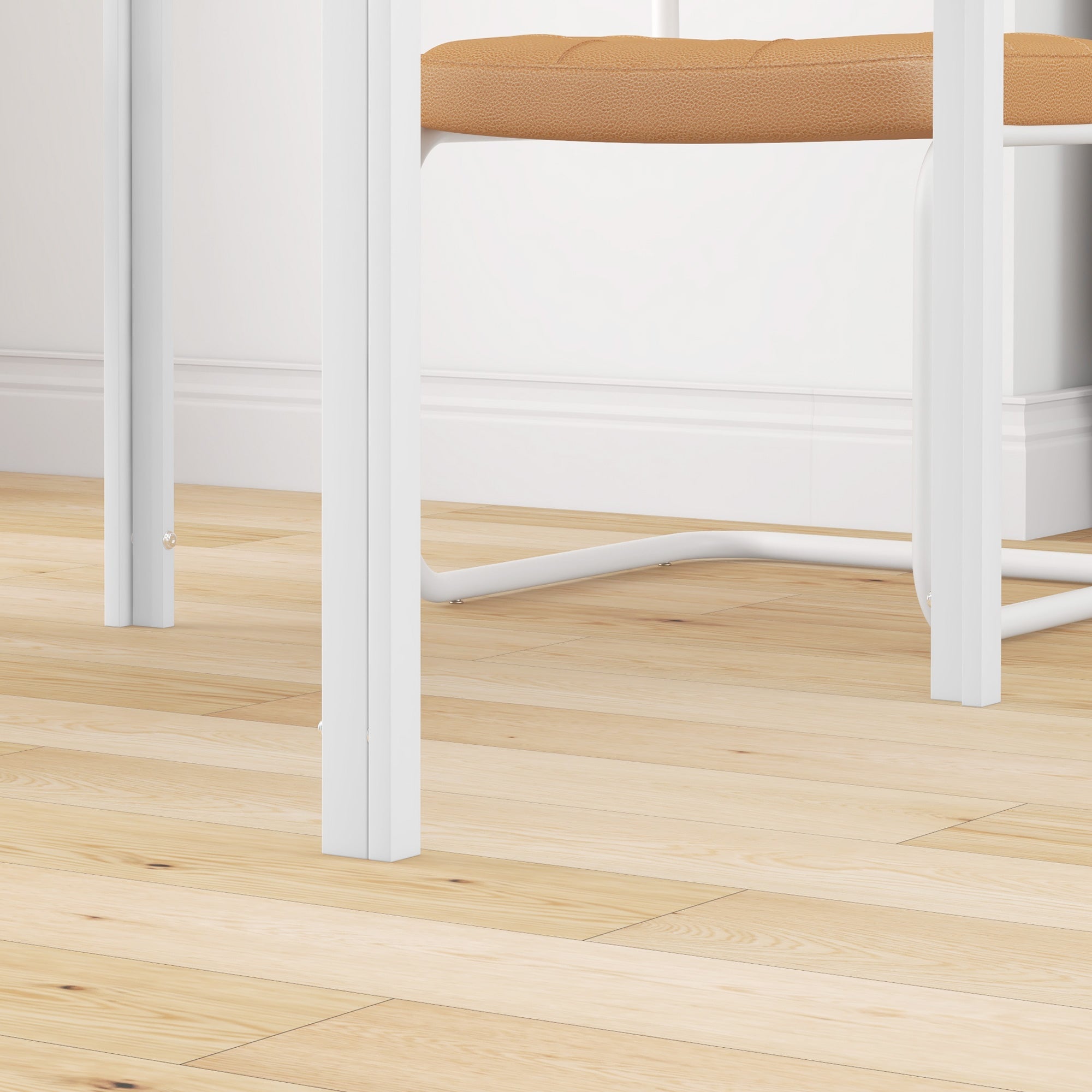 Square Dining Table 4 People Tempered Glass, White