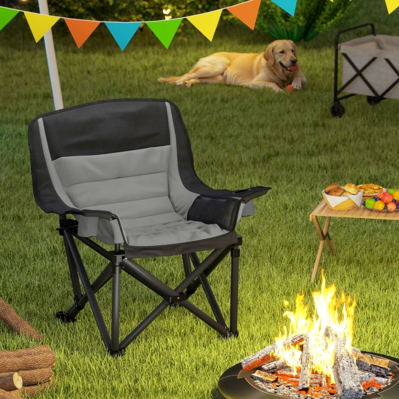 Portable Camping Chair, Padded with Carry Bag - Black/Grey
