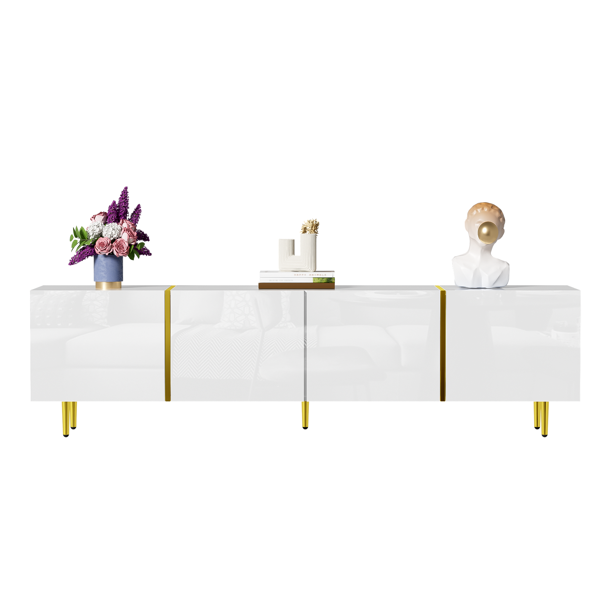 TV cabinet, four doors, modern, white