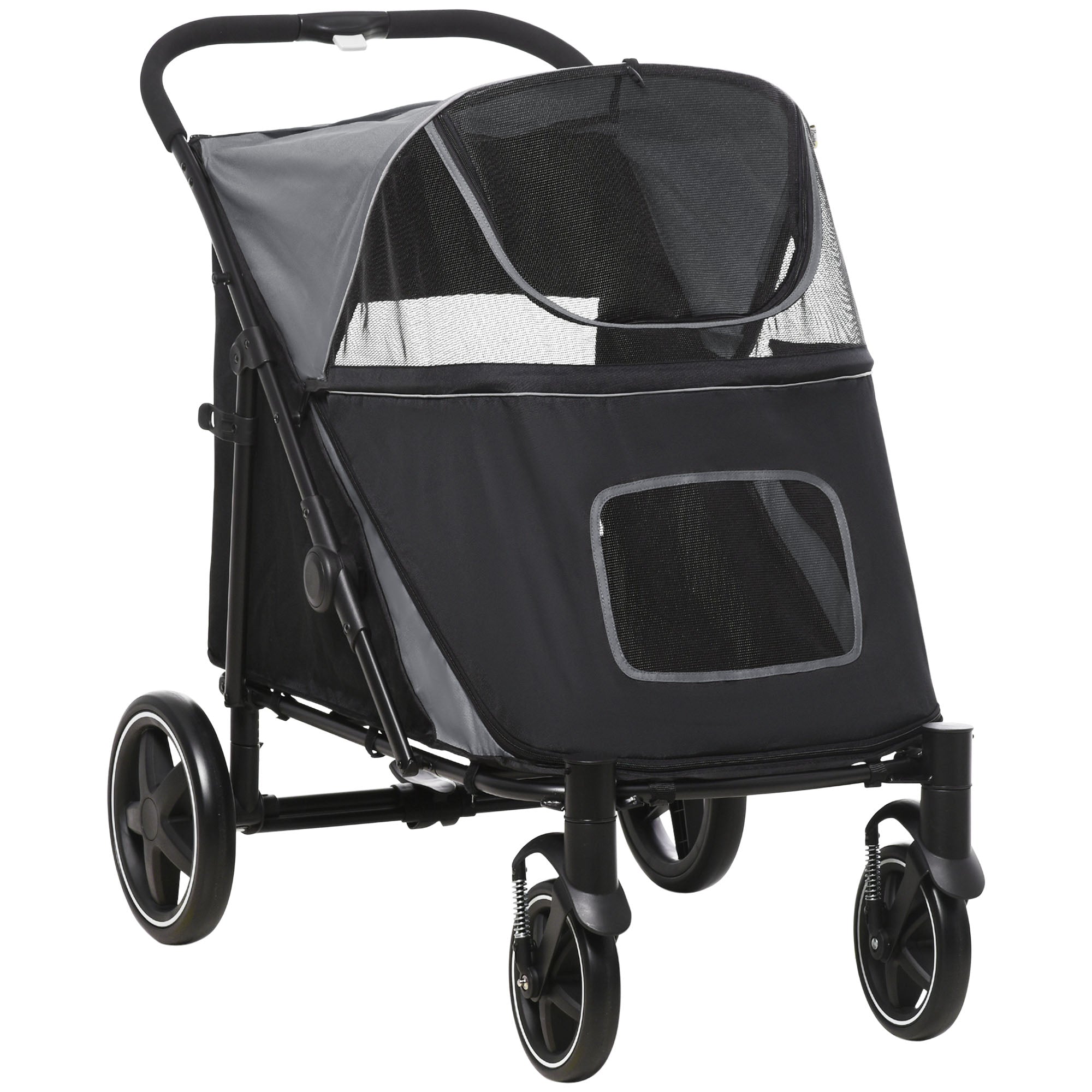 Hundebuggy, faltbar, 30 kg, Netzfenster, Grau Oxford