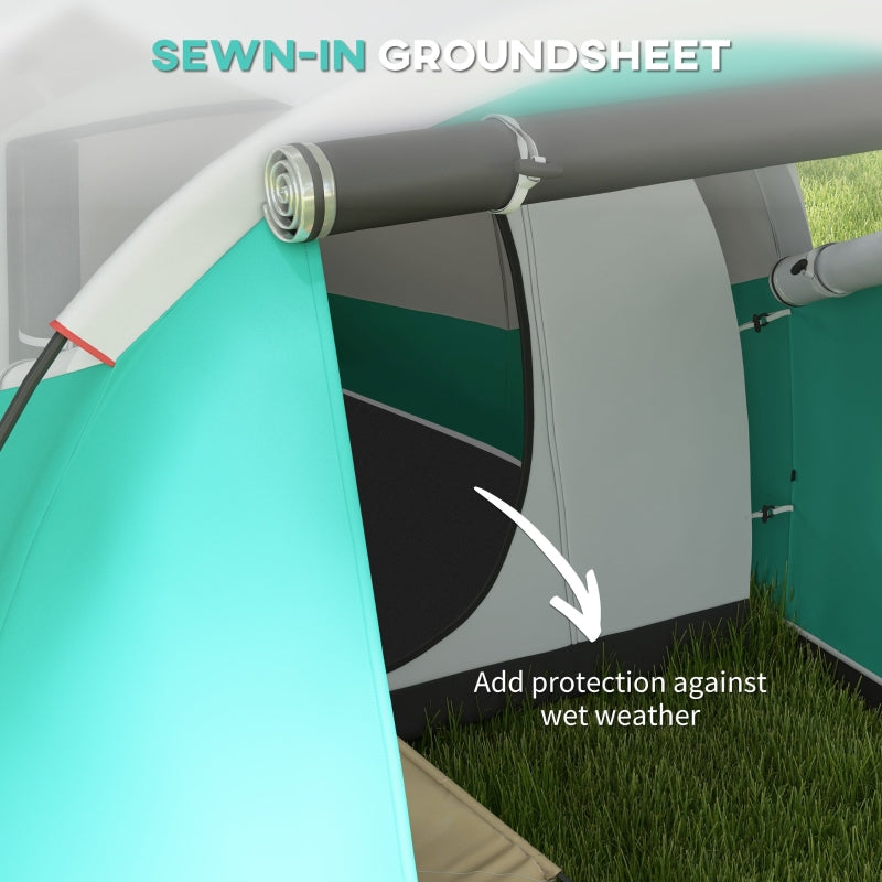 Three-Man Tunnel Tent, 3000mm Water-Resistant Two-Room - Green