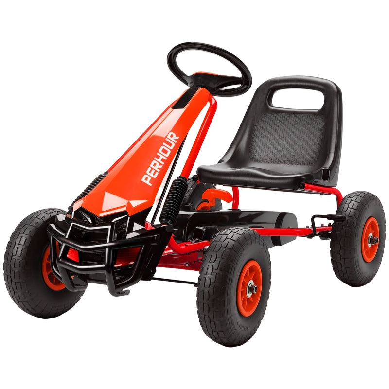 Pedal Go-Kart for Children with Adjustable Seat and EVA Wheels, Red