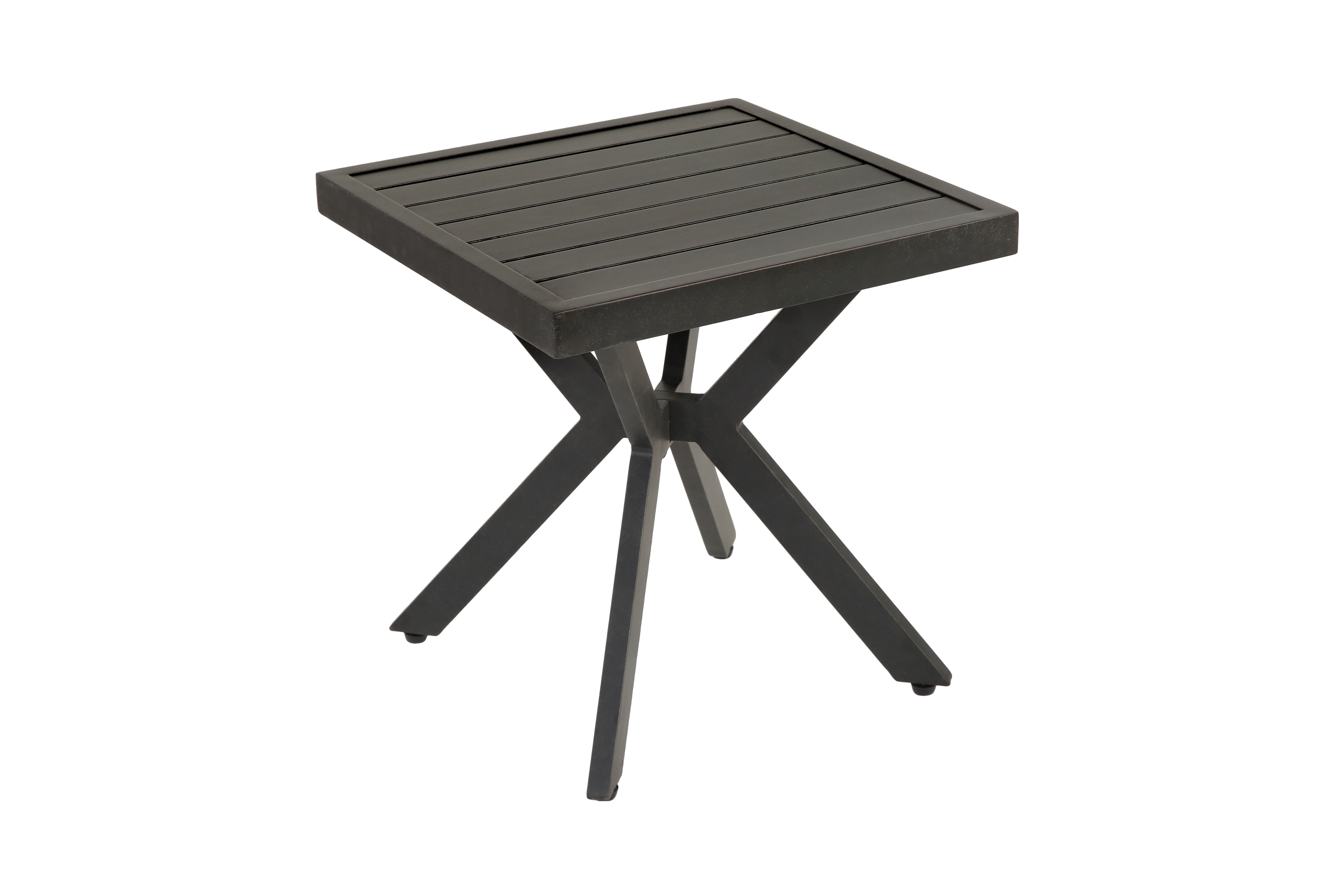 Outdoor Aluminum Square Side Table End Table, Weather Resistant, Dark Brown