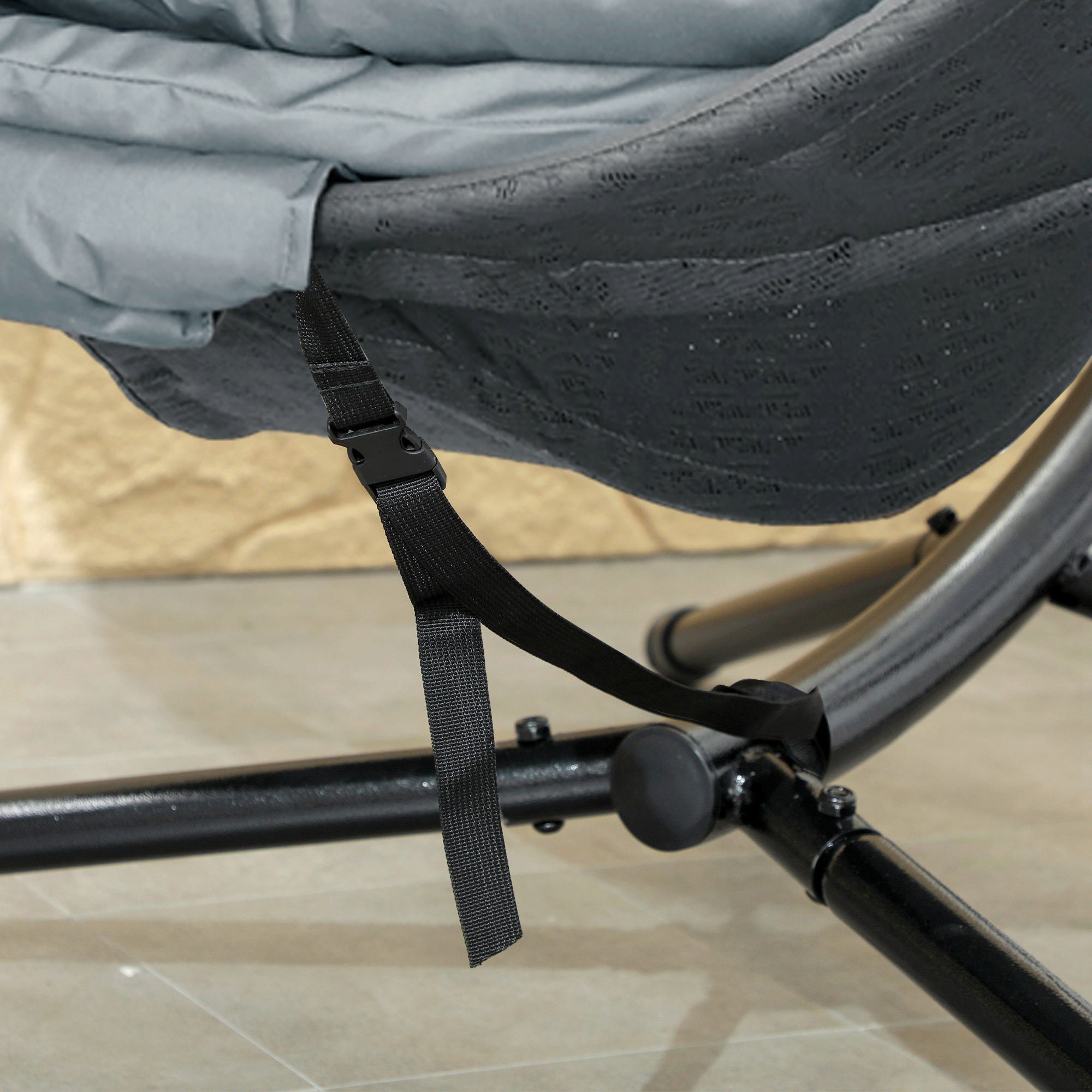 Round Egg Basket Chair, Steel Stand, Charcoal Grey