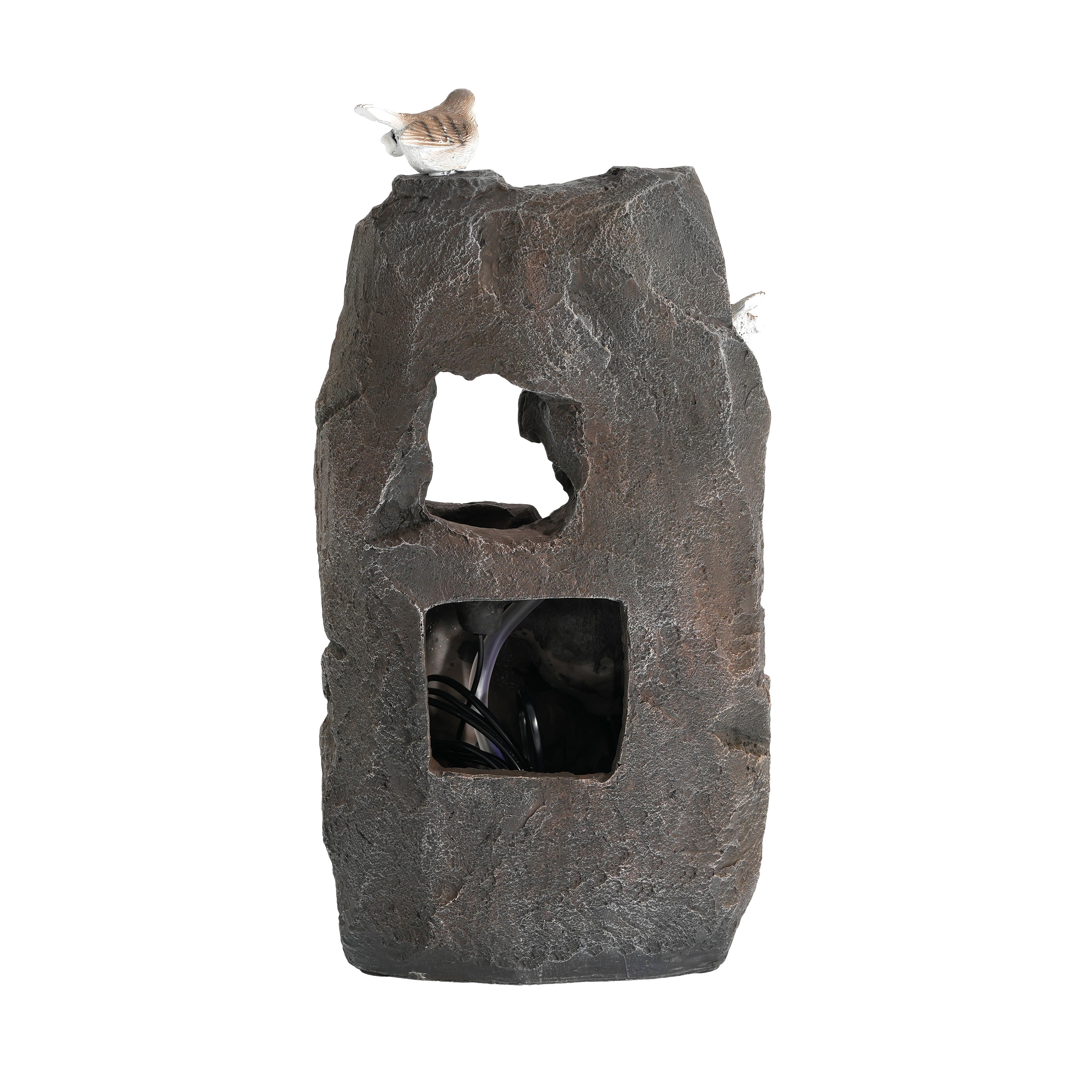 Natural Zen LED Outdoor Fountain for Garden and Terrace, 47 cm, Stone Grey