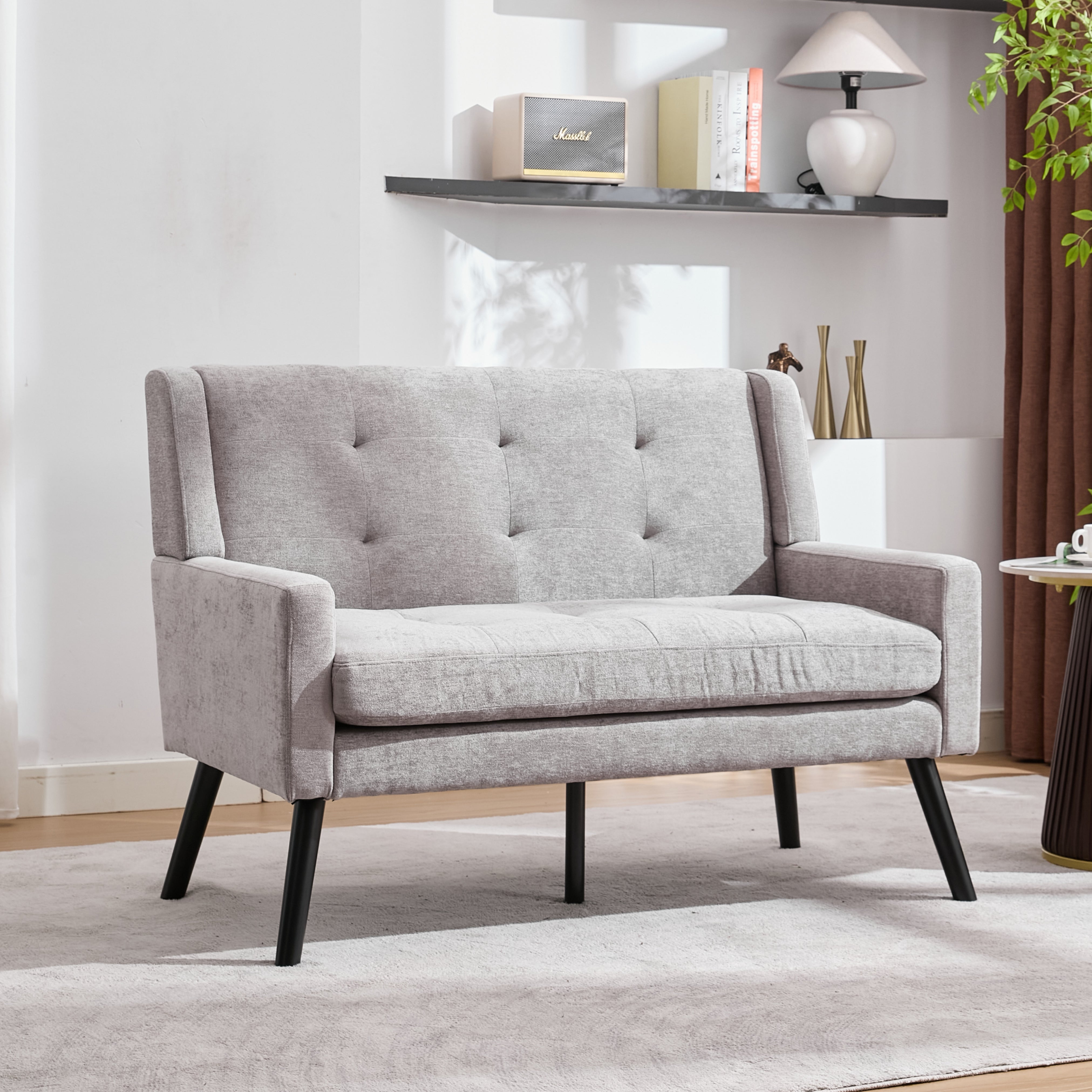 2-Piece Accent Armchair Set with High-Density Foam and Solid Wood Legs, Durable Fabric