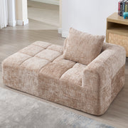 Chaise Longue Sofa, Soft Cushions Side Pockets, Khaki