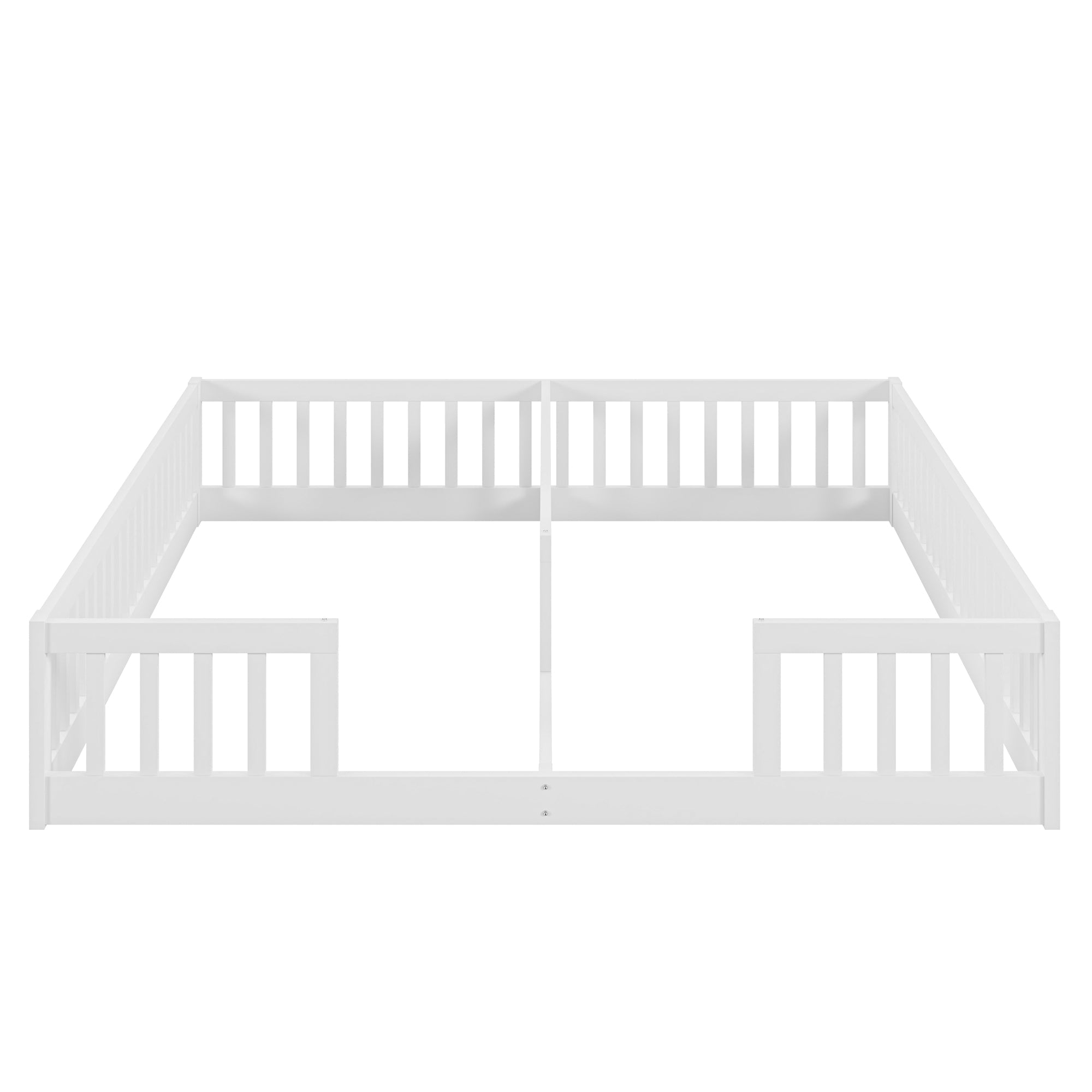 Panel Bed 90x200cm with Railing Minimalist Pine Wood - White