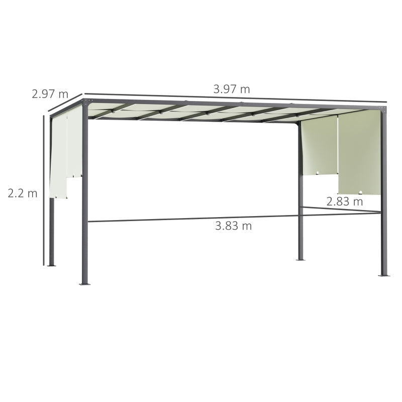 3 x 4m Outdoor Pergola, Garden Canopy Shade, Cream White