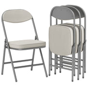 Klappstuhl-Set, 4 Stück, gepolstert, zusammenklappbar, 120 kg Tragkraft, Cremeweiß