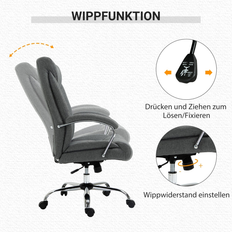 Vinsetto Office Chair, Rocking Function, Ergonomic, Swivel, Nylon Grey