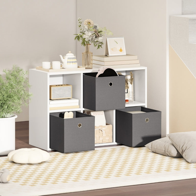 Shelf 6 Compartments 3 Fabric Drawers - Grey
