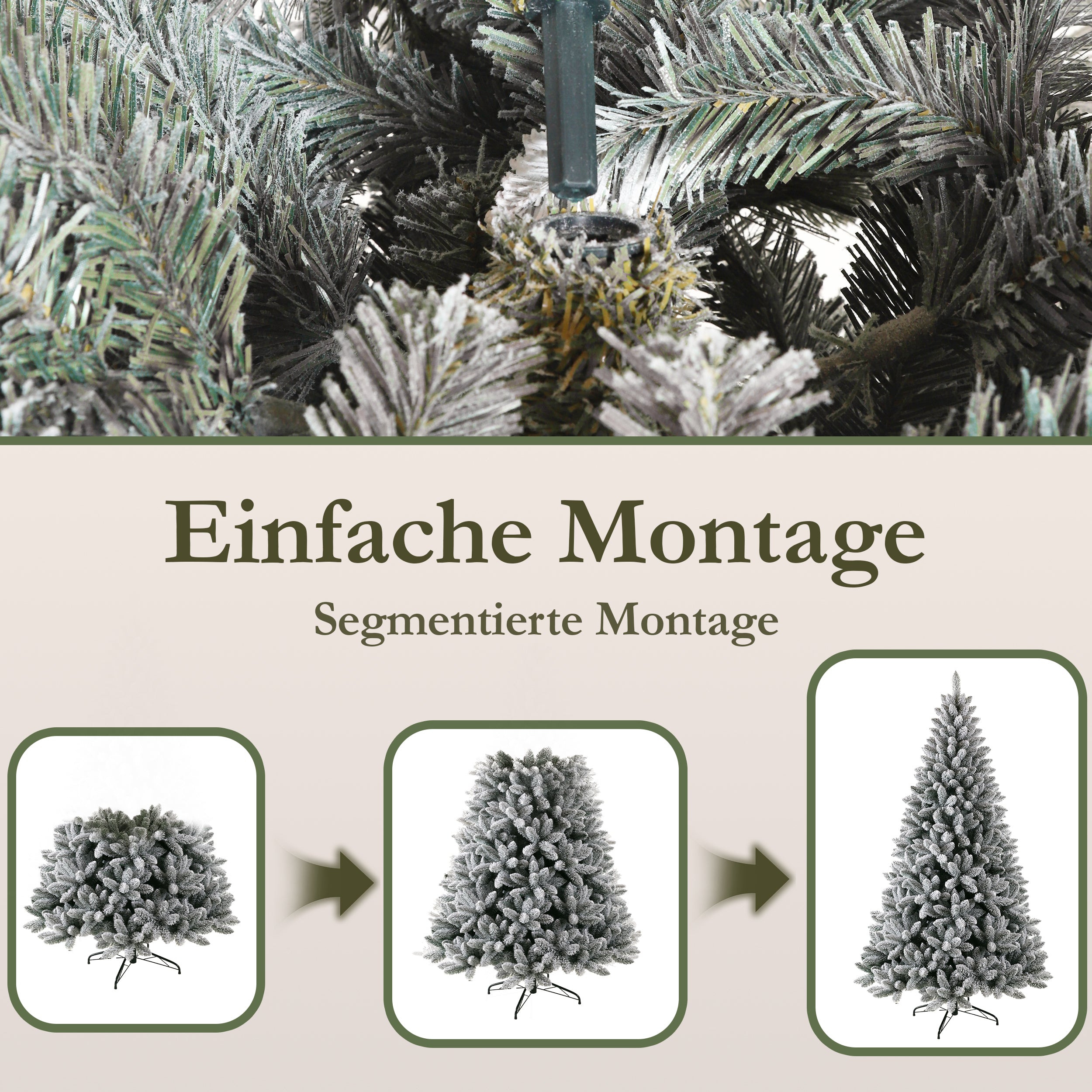 Artificial Christmas Tree 180cm, 989 Tips, Metal Stand, 100% PVC