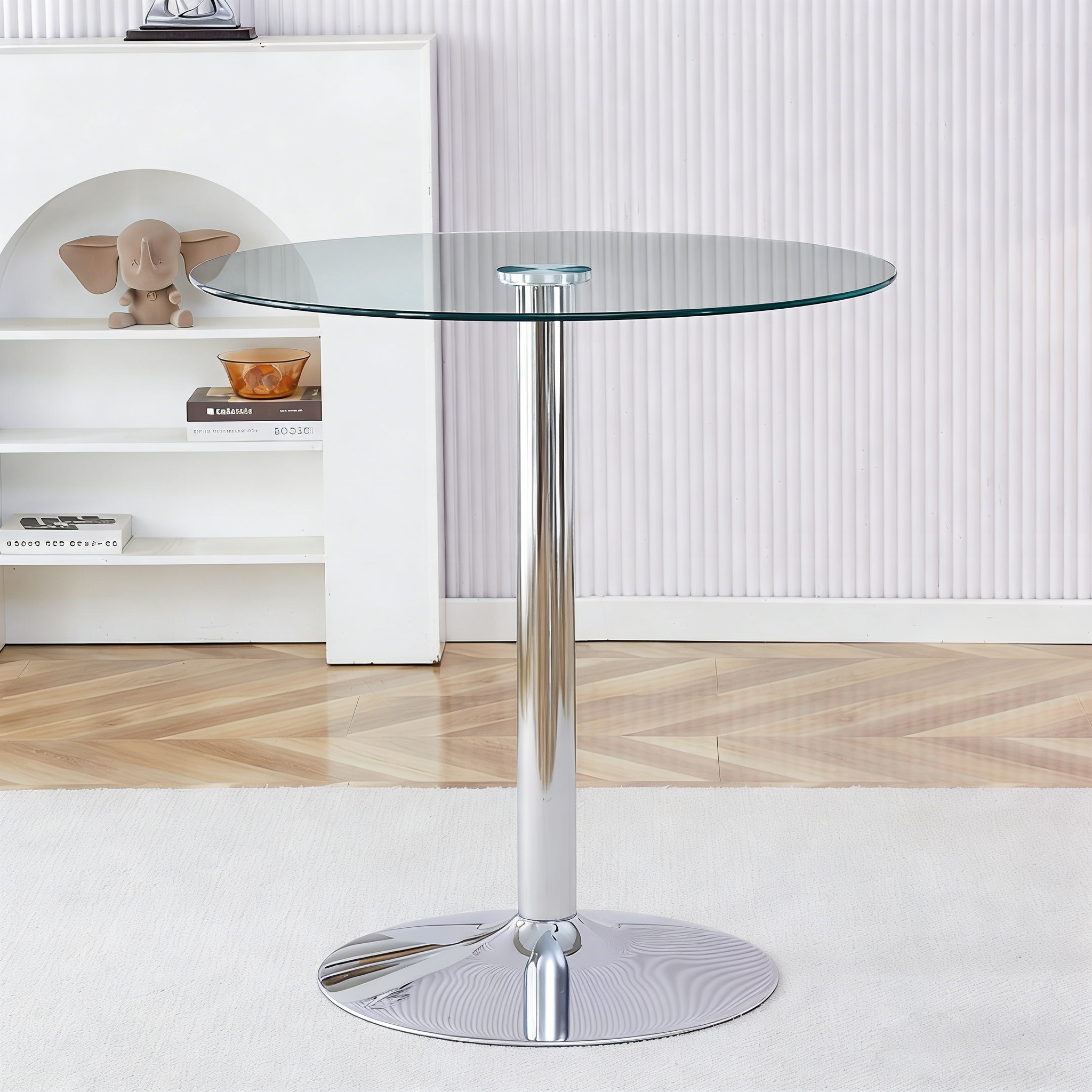 Modern Glass Beam Table Minimalist Ø89cm 92cm High