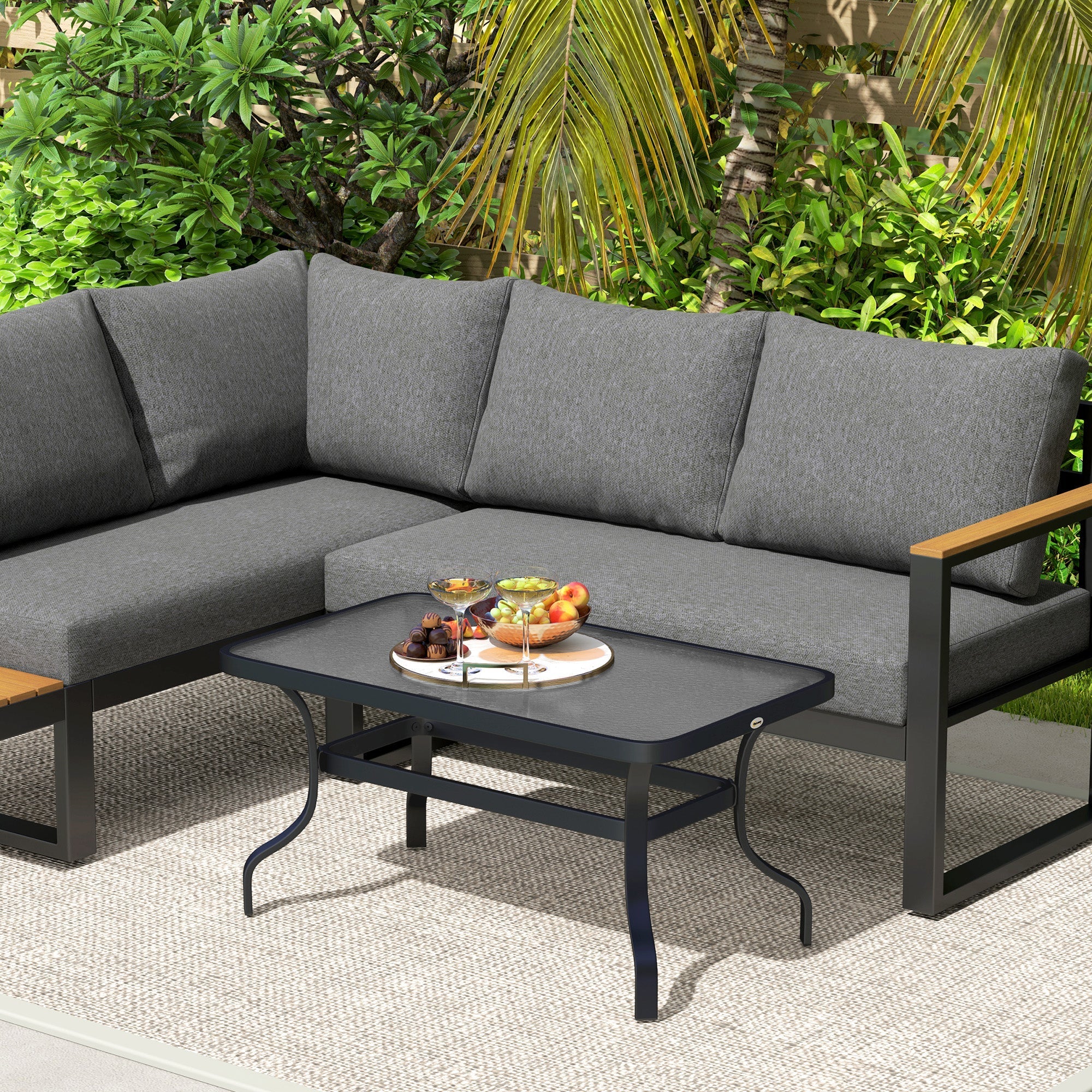 Beistelltisch, Couchtisch aus gehärtetem Glas 95x55 cm, Schwarz