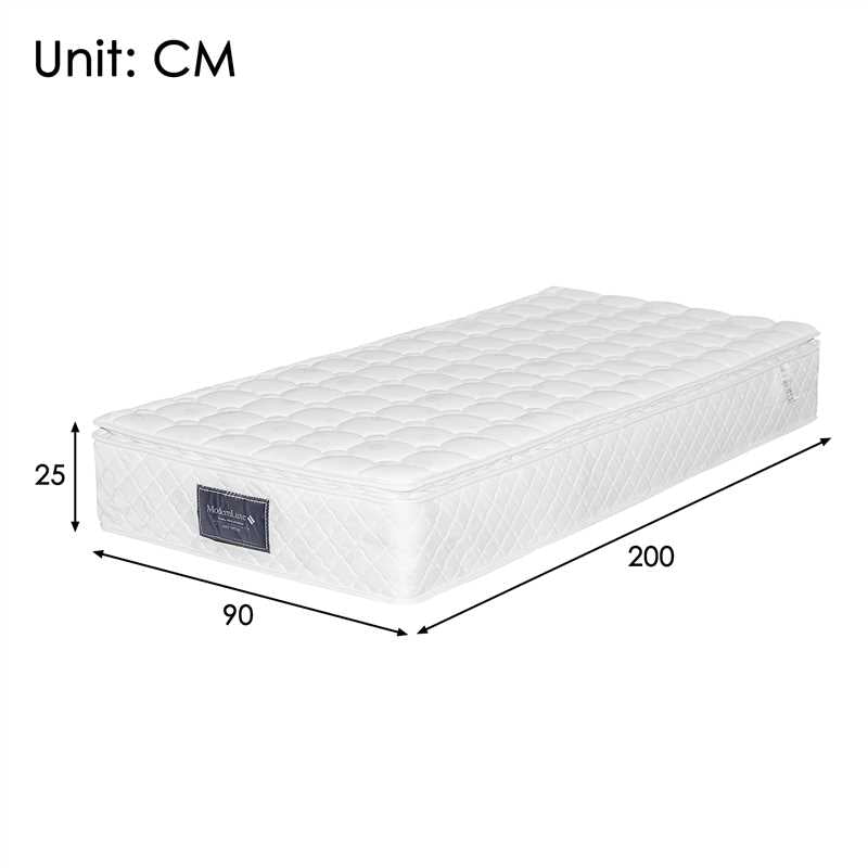 Spring Mattress, 7-Zone Cold Foam Pocket Springs, 90x200cm, Oeko-Tex Certified, Quilted Microfiber, H3 Firmness, 25cm Height