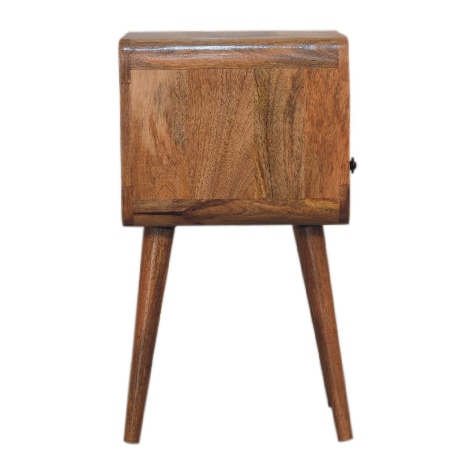 Mini Curve Bedside, 1 Drawer Open Slot, Solid Oak-ish Wood