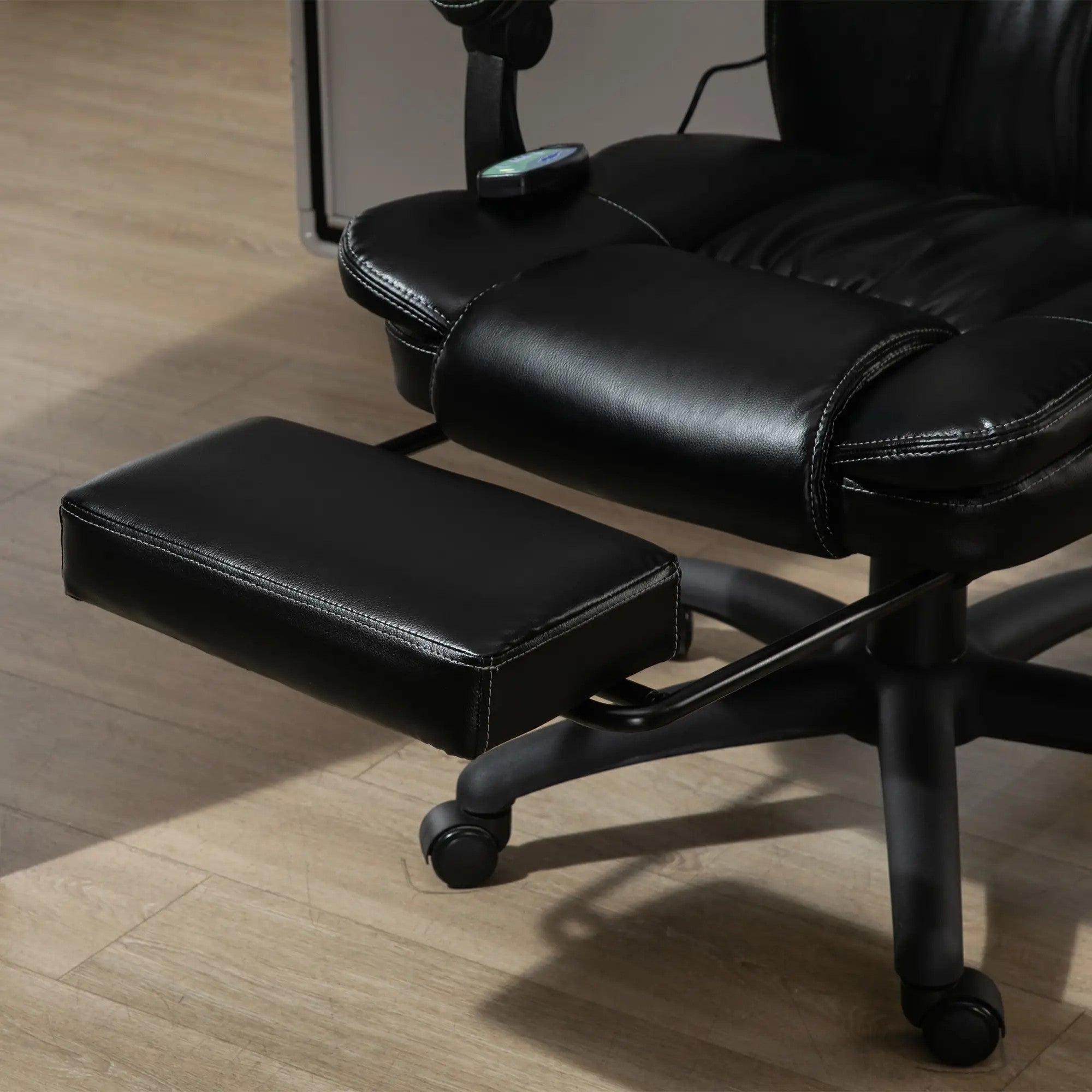 Office Chair Desk Chair Footrest Headrest Vibration Massage Height Adjustable, Black