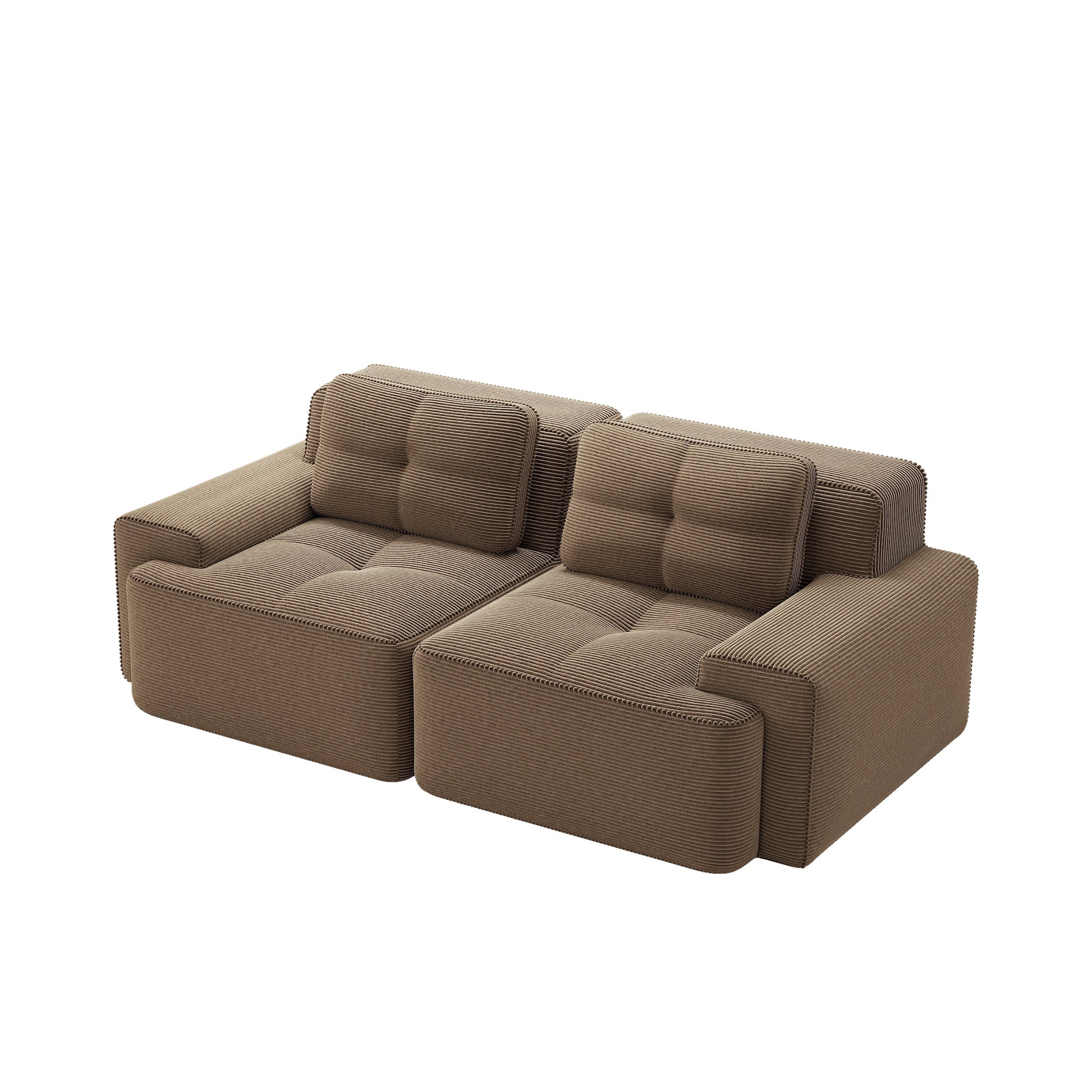 Boneless Modular Sofa Deep Seat Sleeper Loveseat - Brown Corduroy