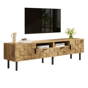 Mosaic TV Cabinet with 2 Doors, 2 Drawers and 2 Open Shelves, Wood Look Chipboard and Metal