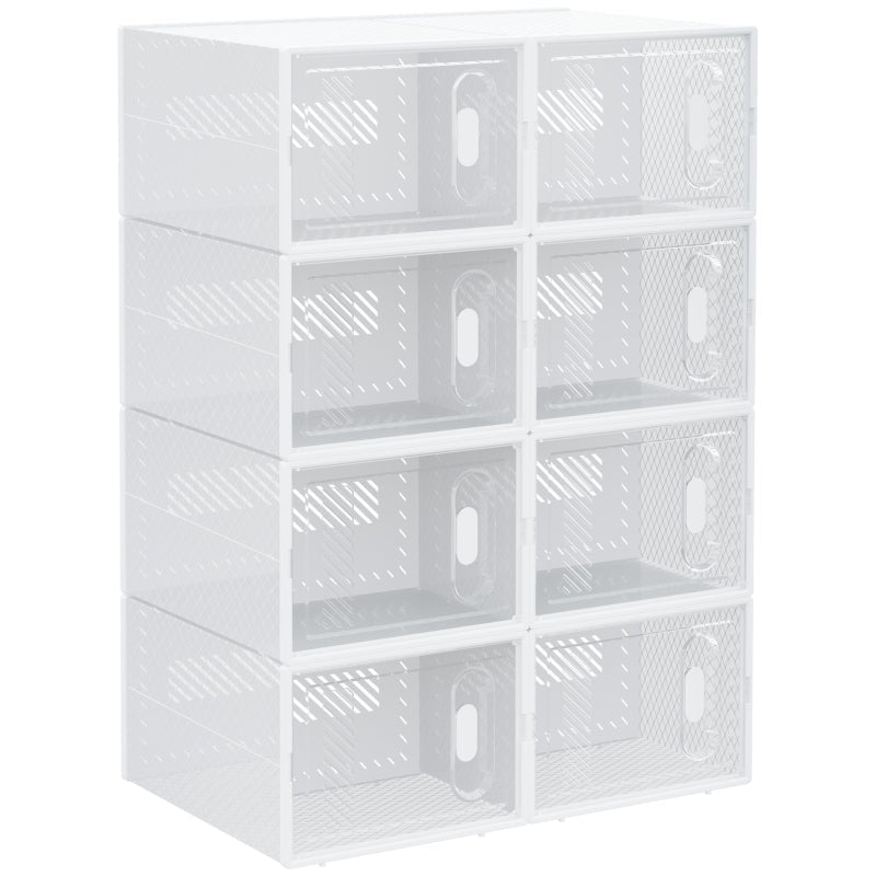 8PCS Shoe Box Stackable Storage Magnetic Door Plastic