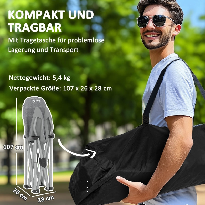 Folding Chair with Side Pocket and Carrying Bag, Padded, 120 kg Capacity, for Outdoor Camping Fishing Garden Beach