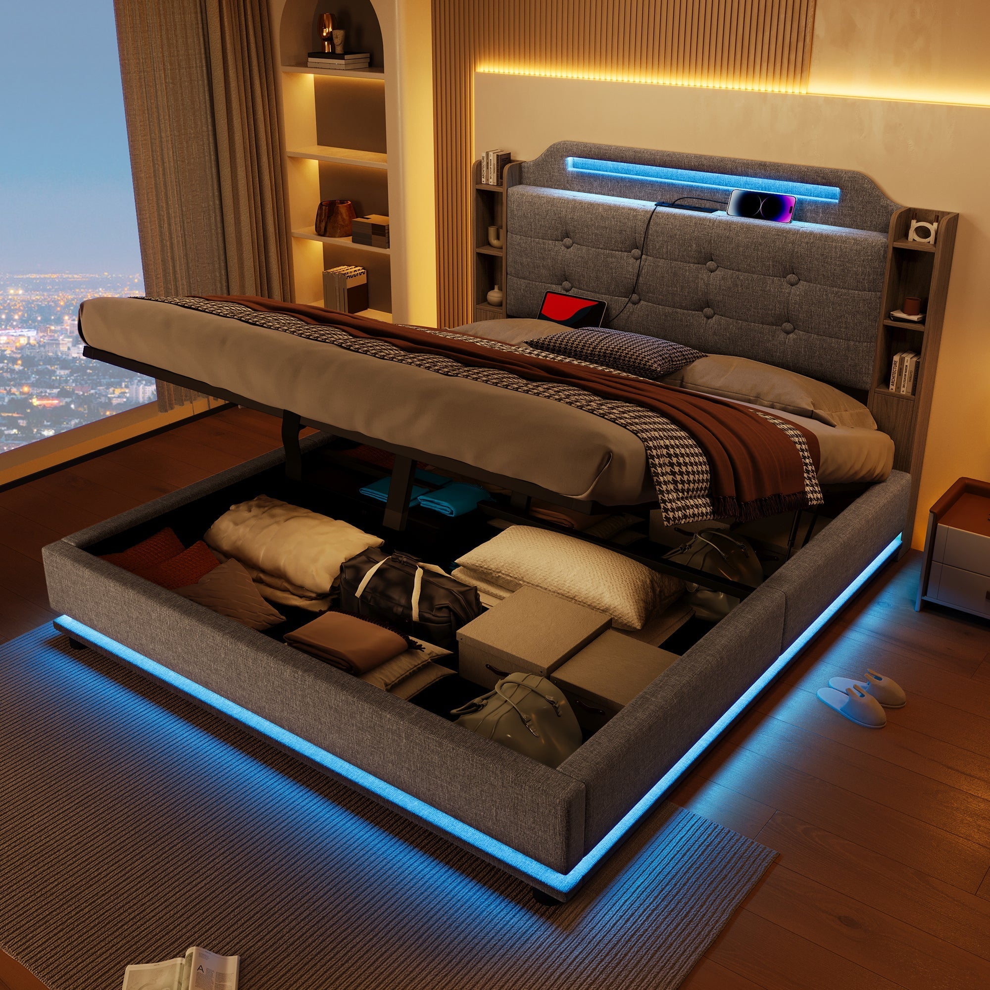 Single pink bed with storage