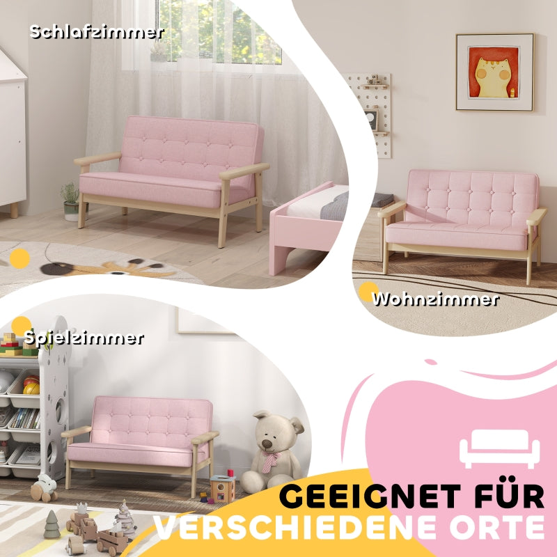 Children's Sofa Armchair Upholstered Wooden Frame - Pink Velvet Look