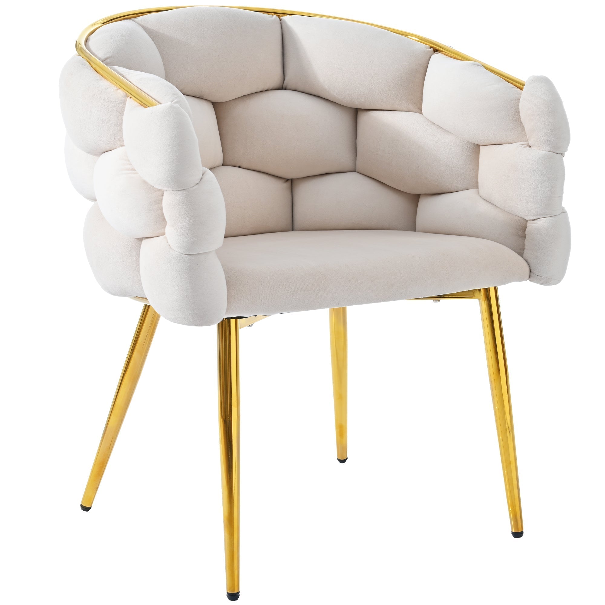 Luxurious Velvet Chairs Set of 6 Modern Gold Legs - Beige