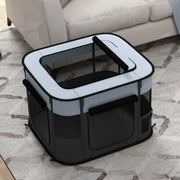 Puppy Playpen Foldable with Doors, Windows, Breathable Mesh, 74x60x45cm Grey