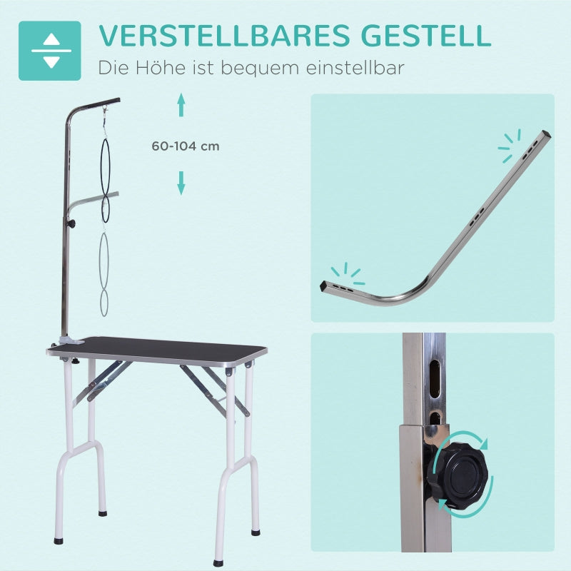 Grooming Table, Foldable Pet, Dogs & Cats, Metal Black