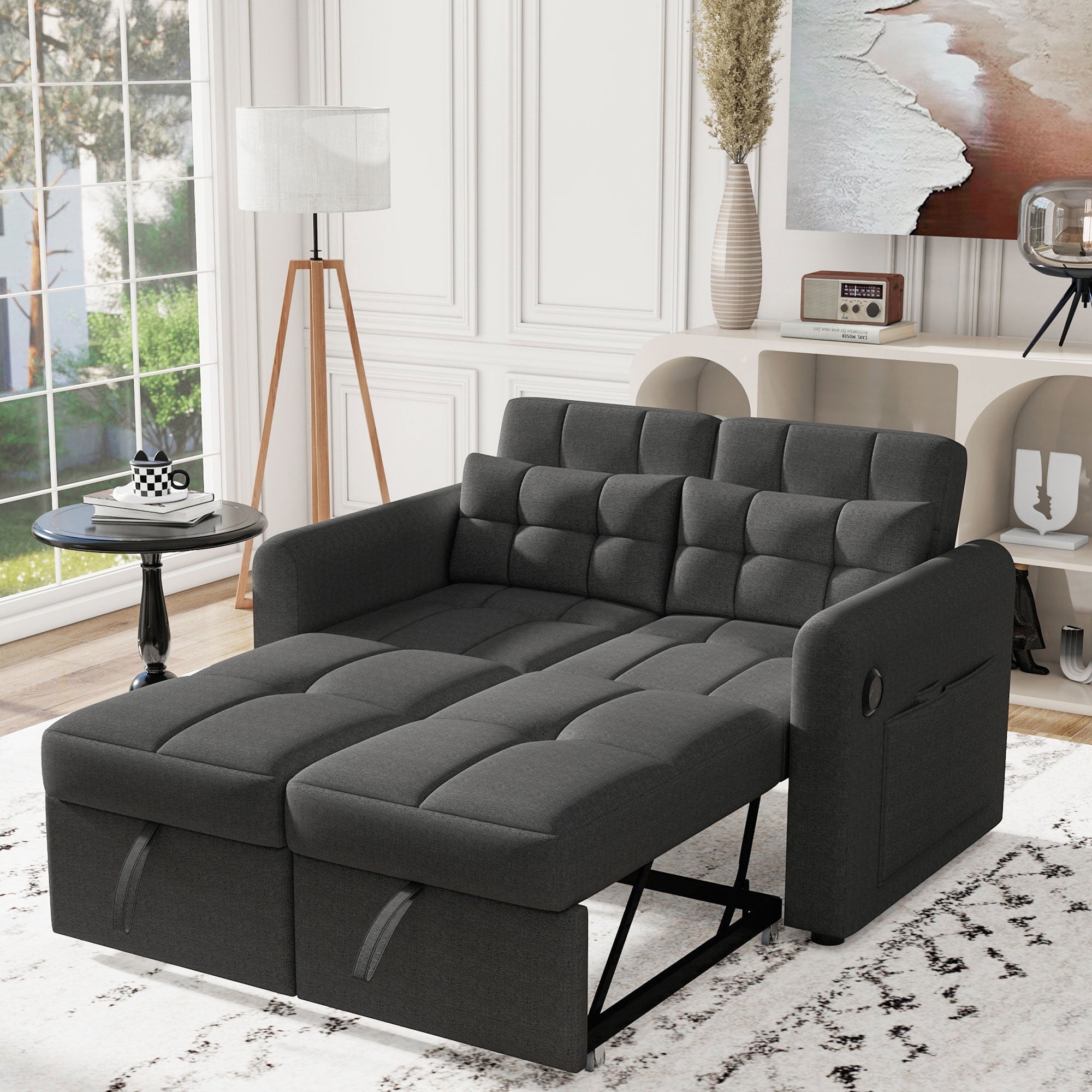 Loveseat Sofa 3-in-1 Pull-out Adjustable Backrest USB Modern Design