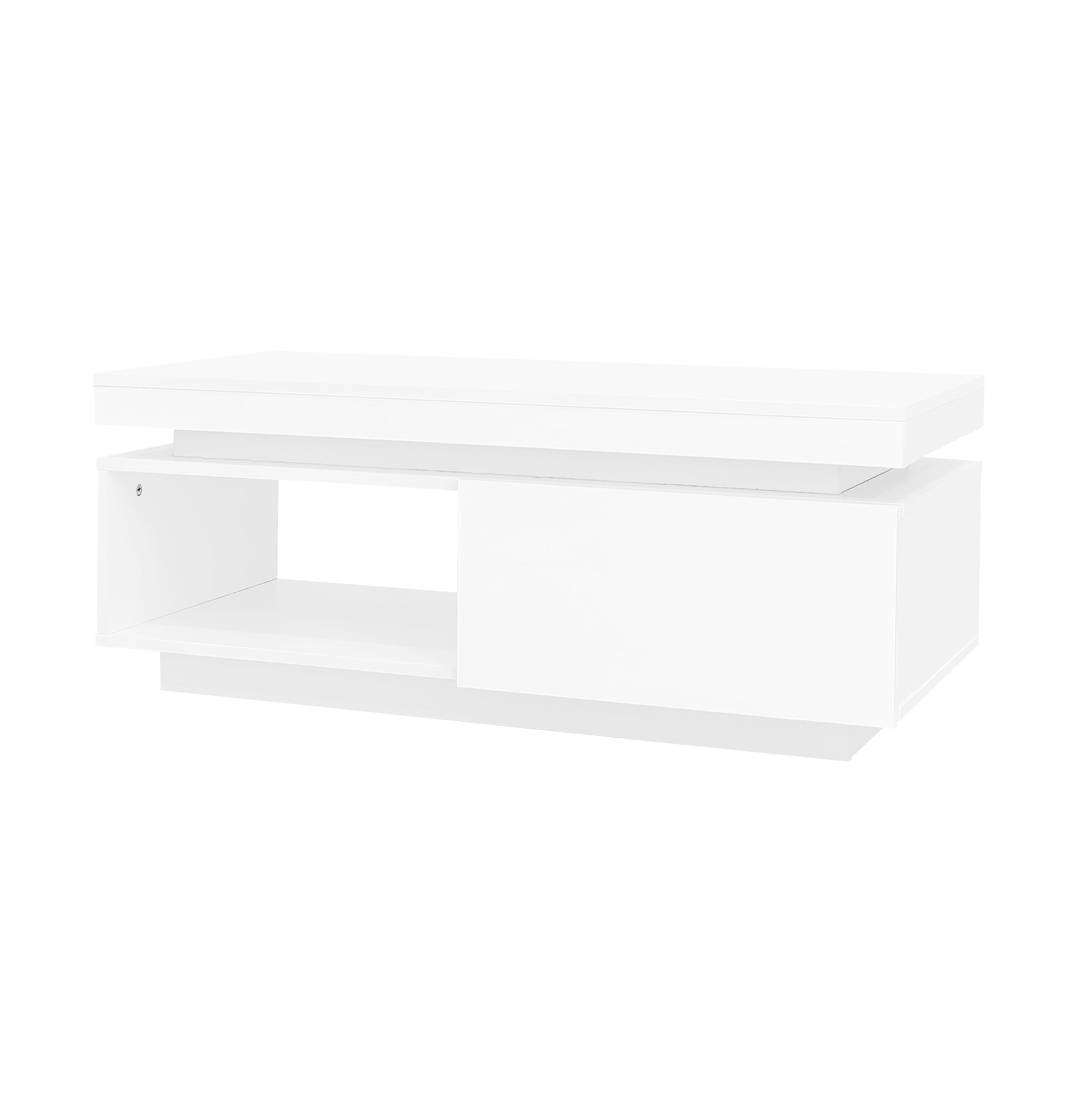 High-gloss TV Cabinet Set + Coffee Table, Living Room Wall Unit, White