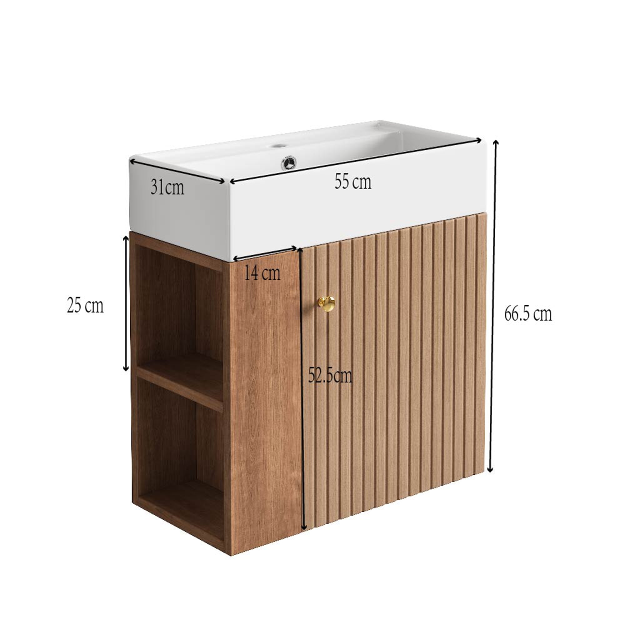 Bathroom Furniture Washbasin, 55cm Vanity Unit, Hanging, White
