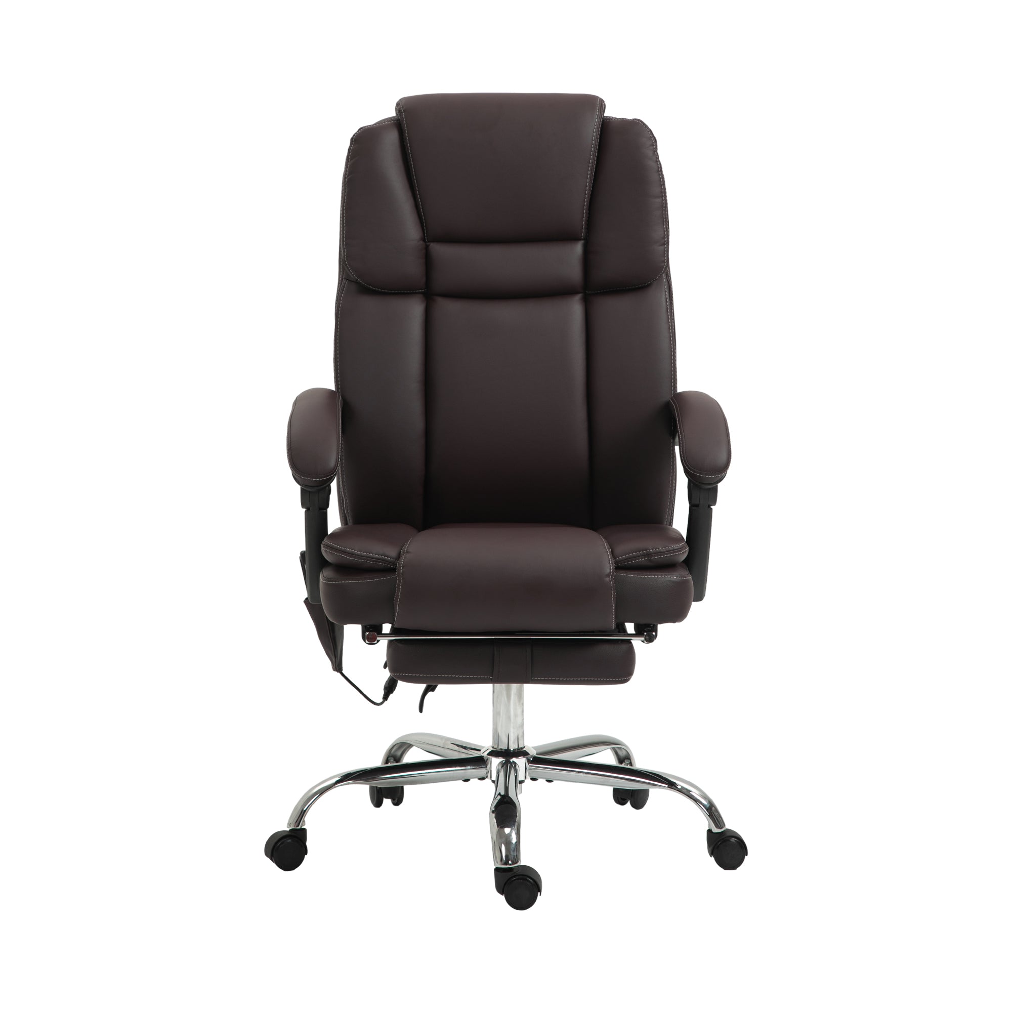 Six Point Vibrating Massage Office Chair, Dark Brown Faux Leather