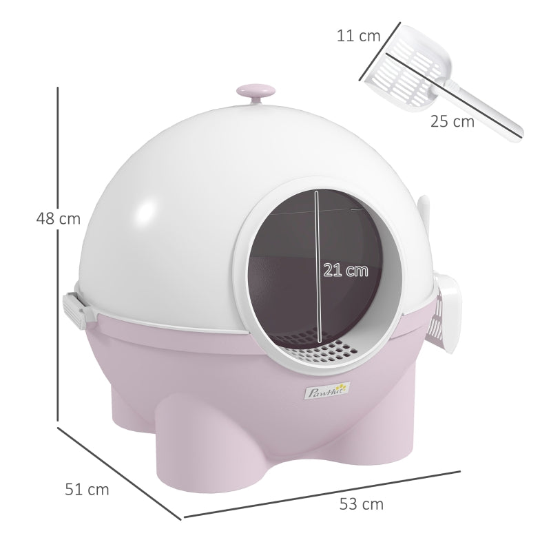 Large Cat Litter Box, with Scoop and Front Entrance - Pink