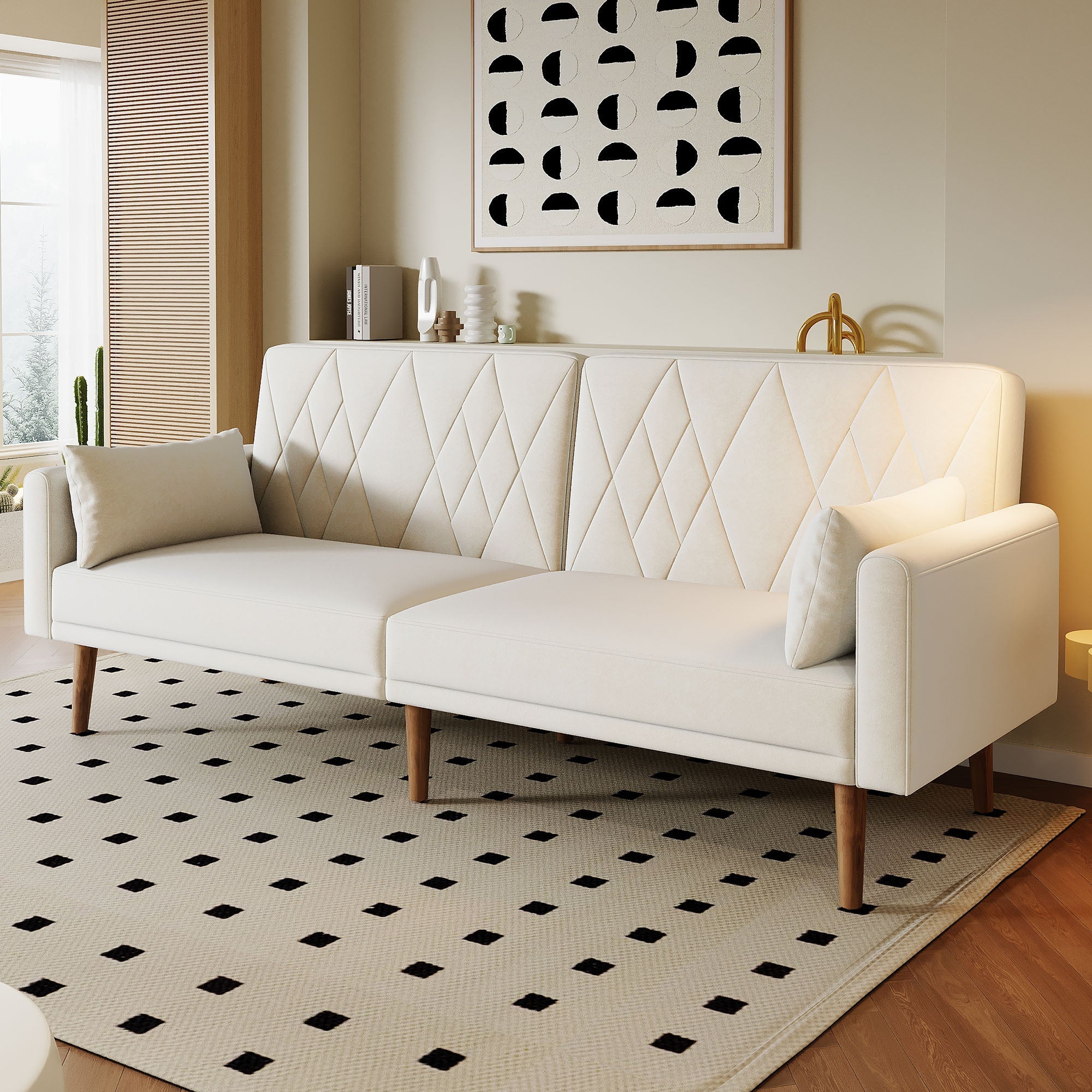 Sofa Bed, Two-Seater, Sleep Function, Velvet Fabric