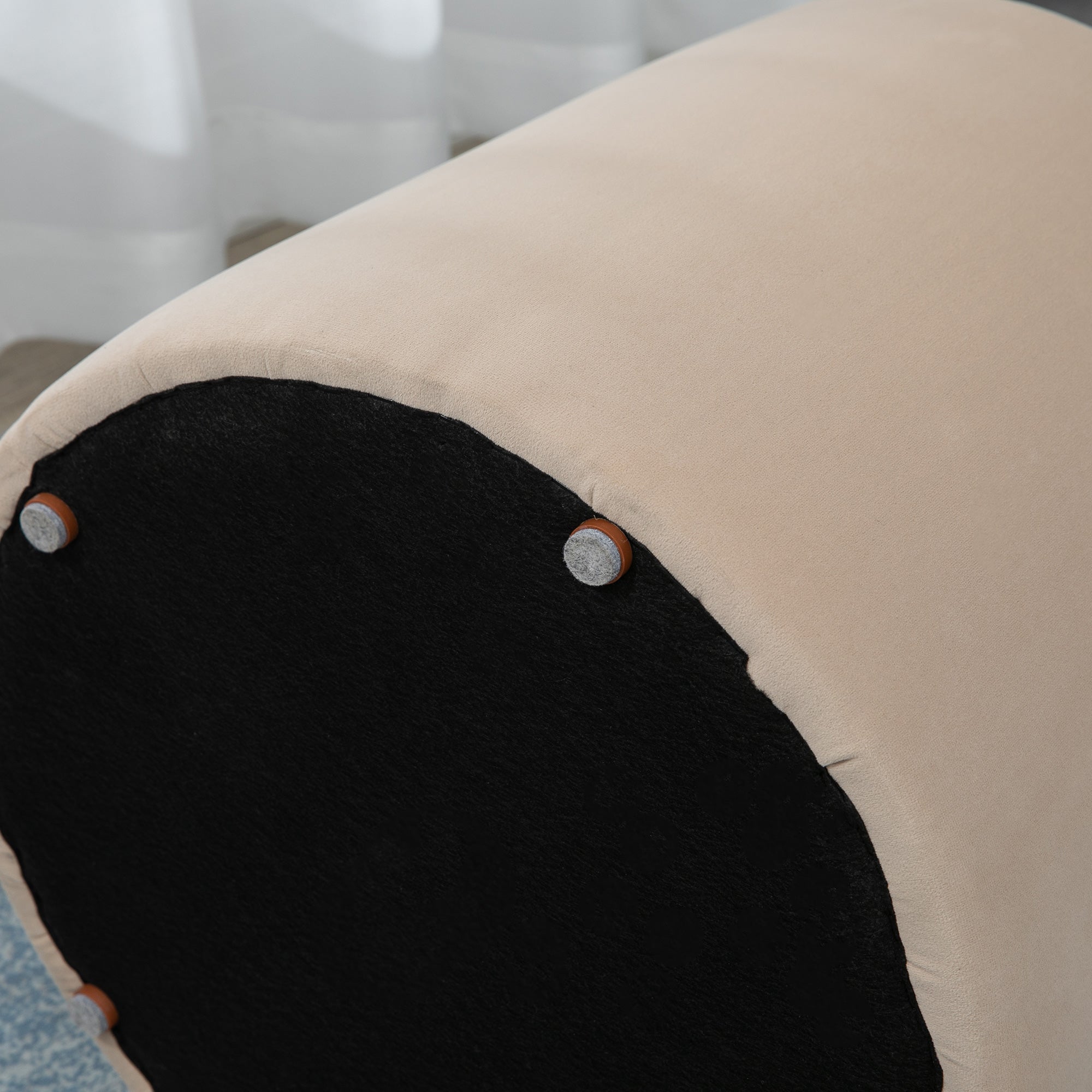 Ottoman Stool Round Storage Beige Velvet