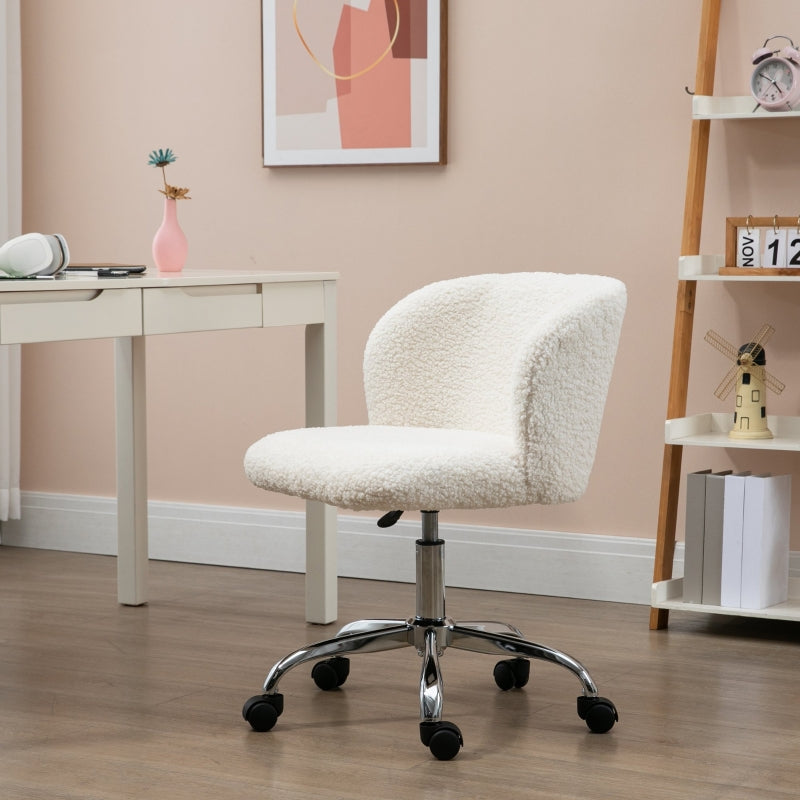 Office Chair, Adjustable Height and Wheels, White