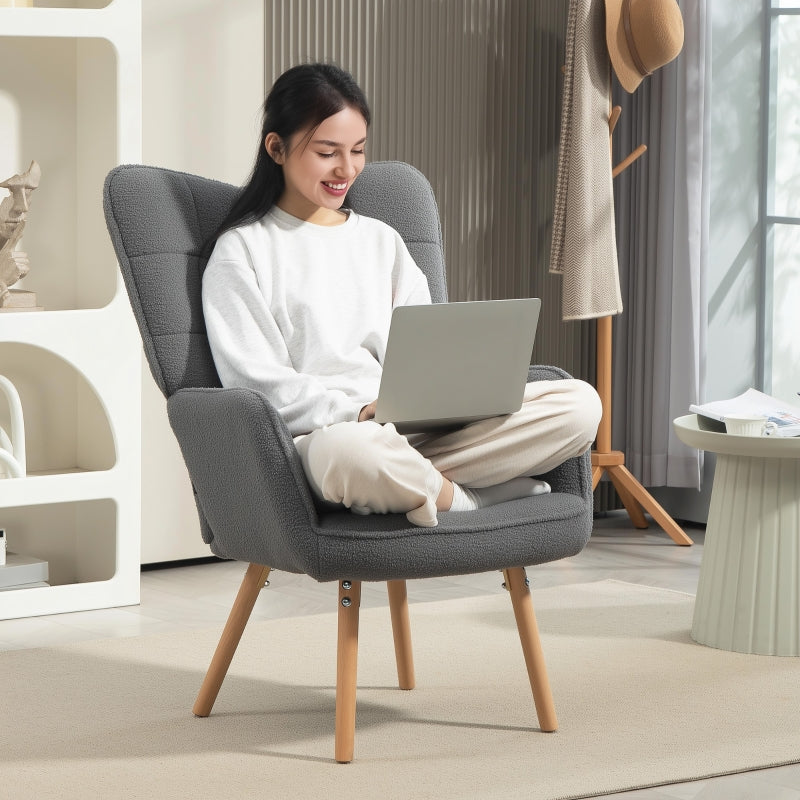 Teddy Wingback Accent Chair Fleece Grey