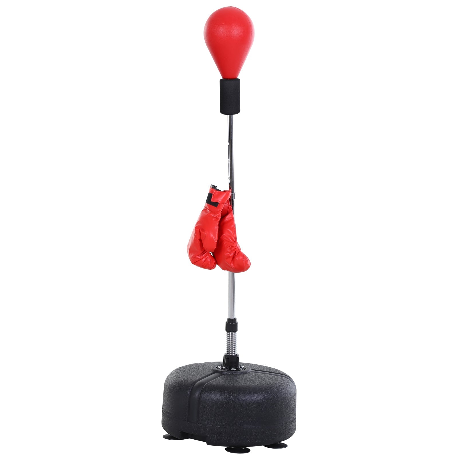 Punching Ball, Height Adjustable Standing Boxing Bag with Gloves, Red