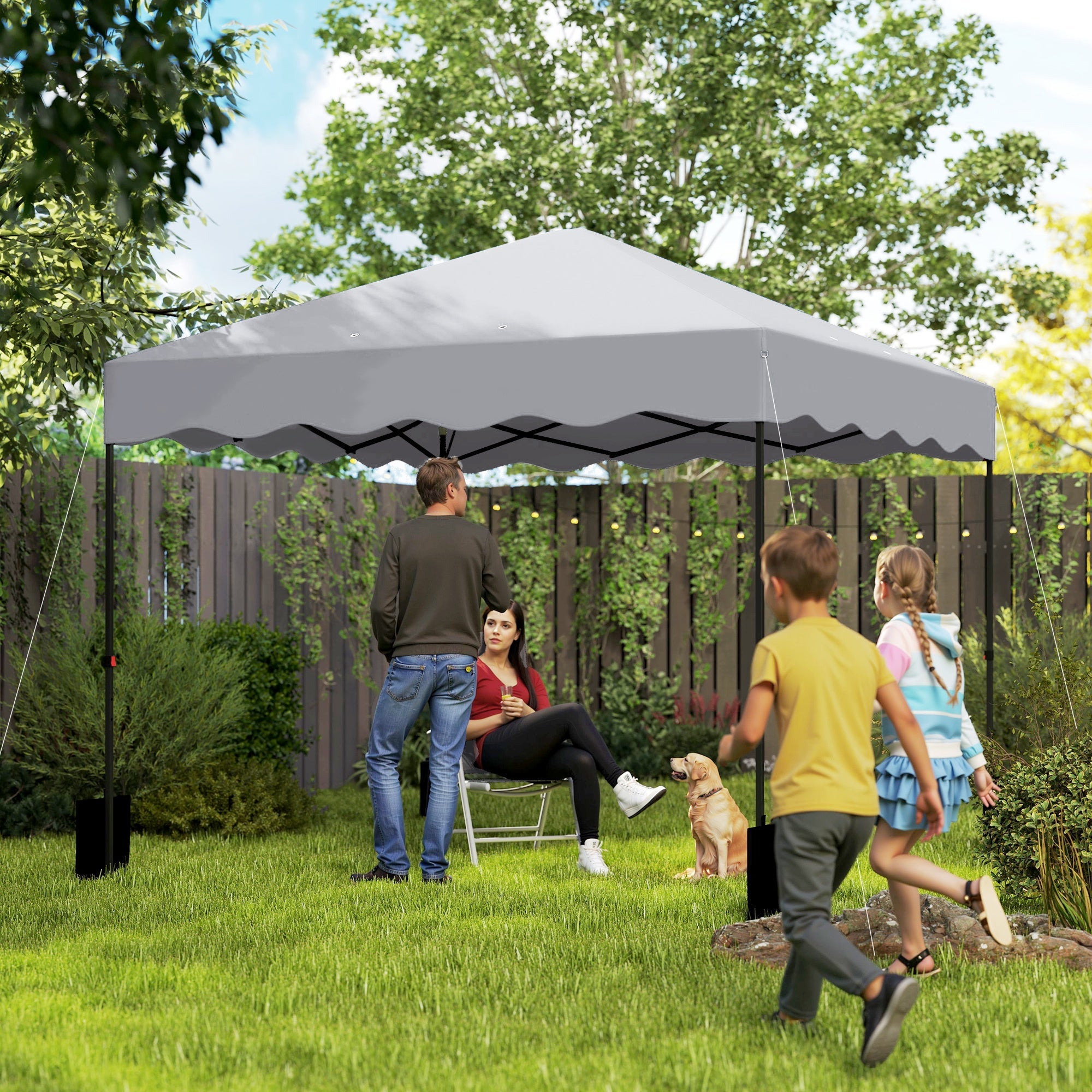 Pavilion Pop-up Folding, 3x3m, Water-Repellent, Winterproof, UV 50+, Light Grey