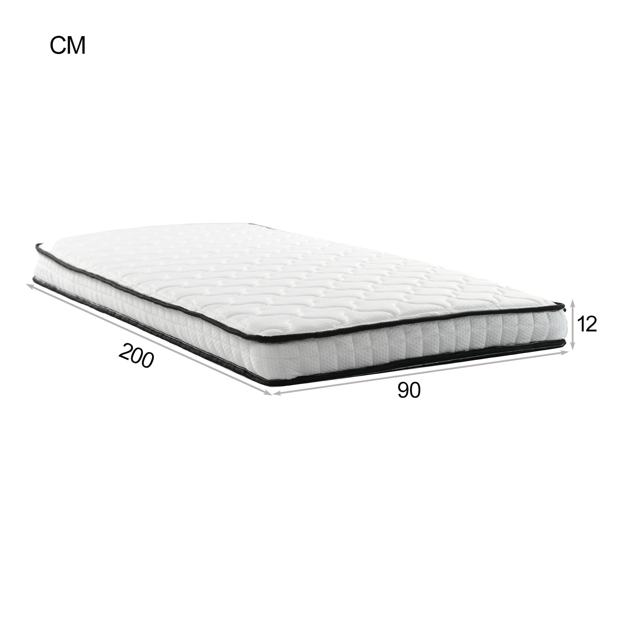 Spring Mattress, 90x200cm, 12cm Thick, H3 Firmness, Lumbar Support, Rolled