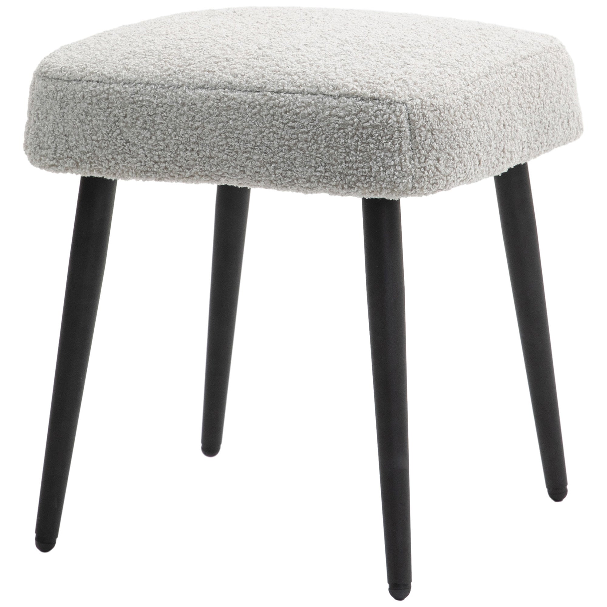 Square Footstool/Stool, Footrest Steel Legs, Cashmere Look Light Grey
