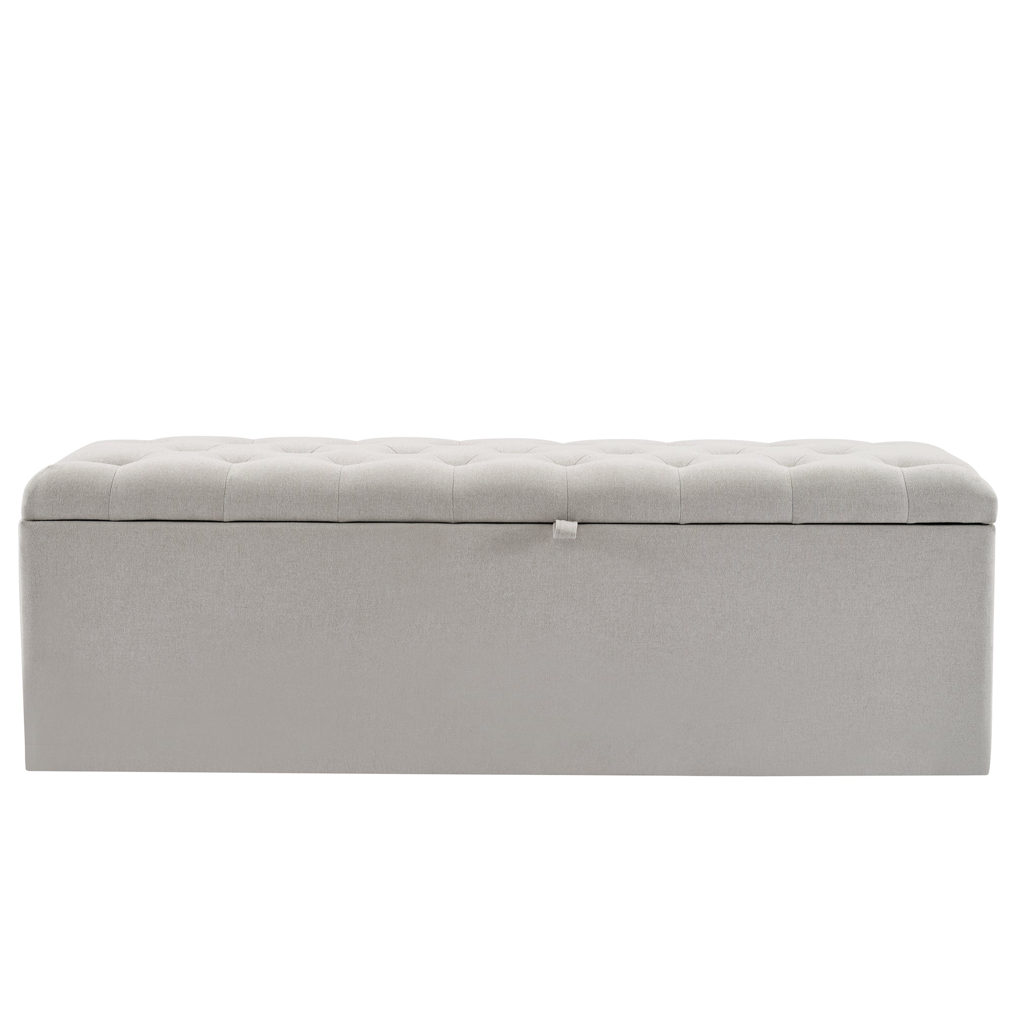 Upholstered Bench with Storage Space and Bed Stool, Light Grey Linen