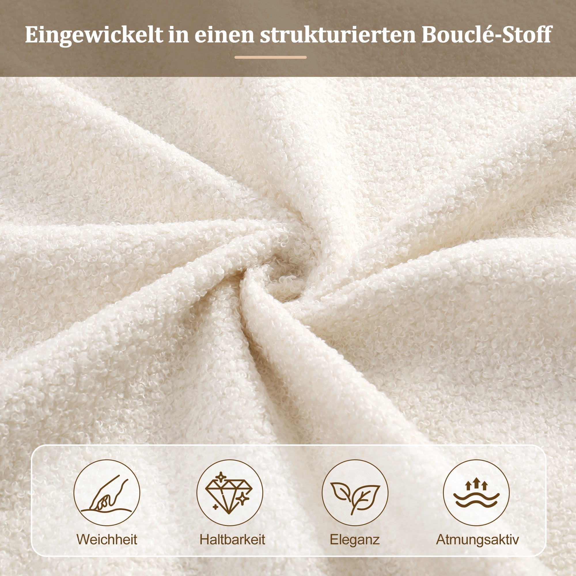 Upholstered Double Bed with Hydraulic Storage, Slatted Frame, and Headboard, Beige Bouclé, 160 x 200